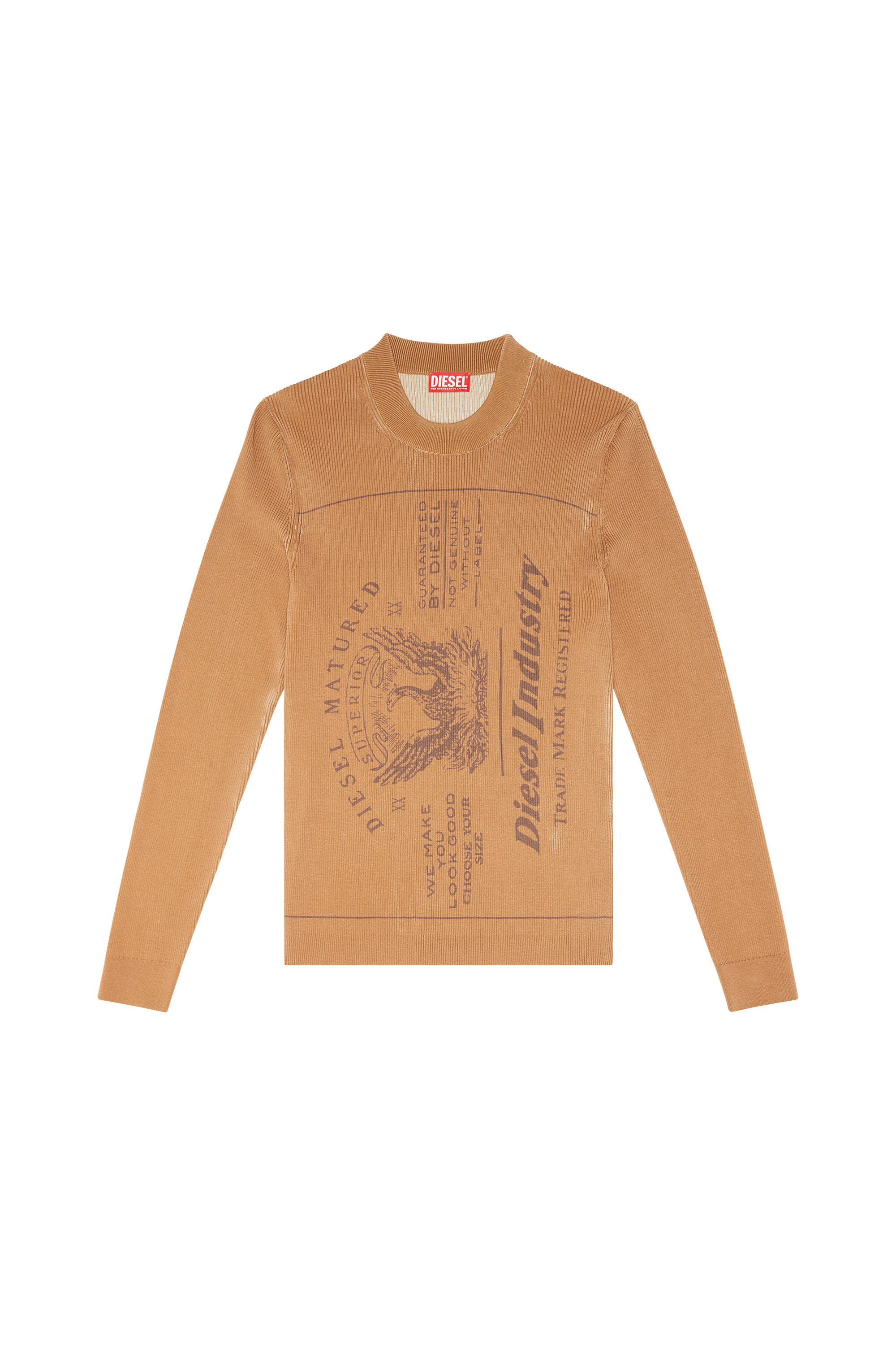 Diesel - K-IOS, Male's Knit top with jacron patch print in Light Brown - 2