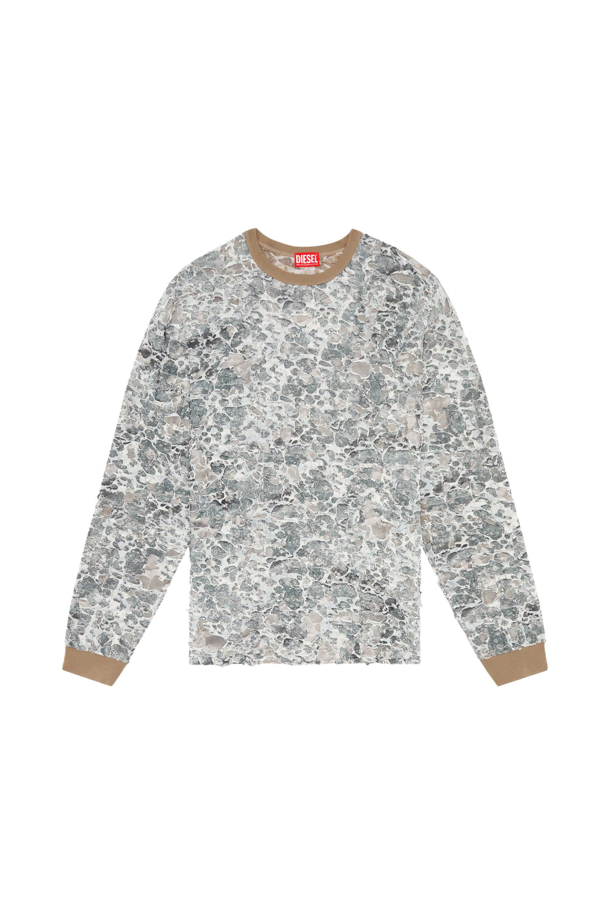 Diesel - T-BOXT-LS-CAMU, Man's Camo T-shirt with destroyed finish in Green/Grey - 2