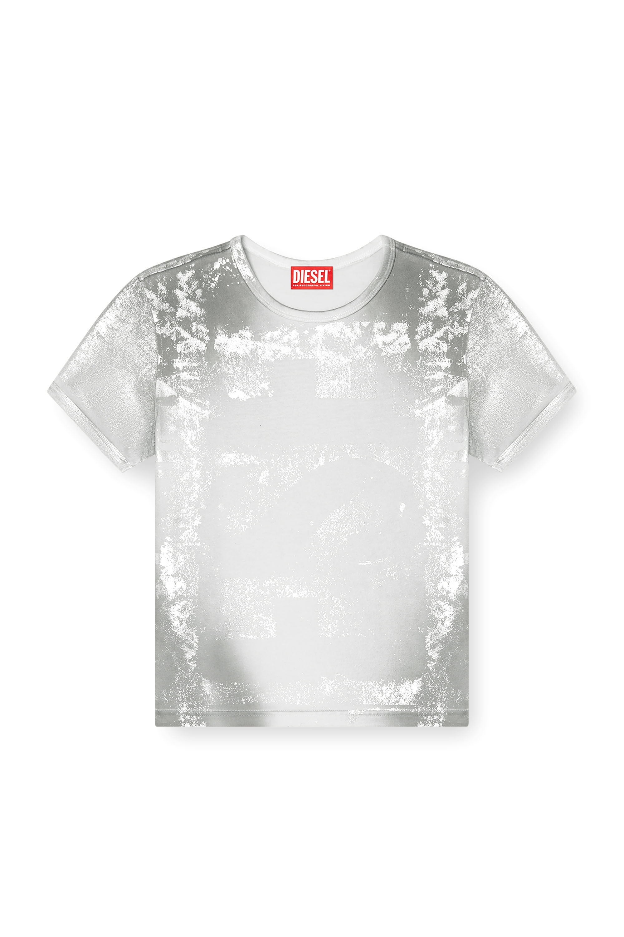 Women's Logo T-shirt with metallic effects | Silver | Diesel