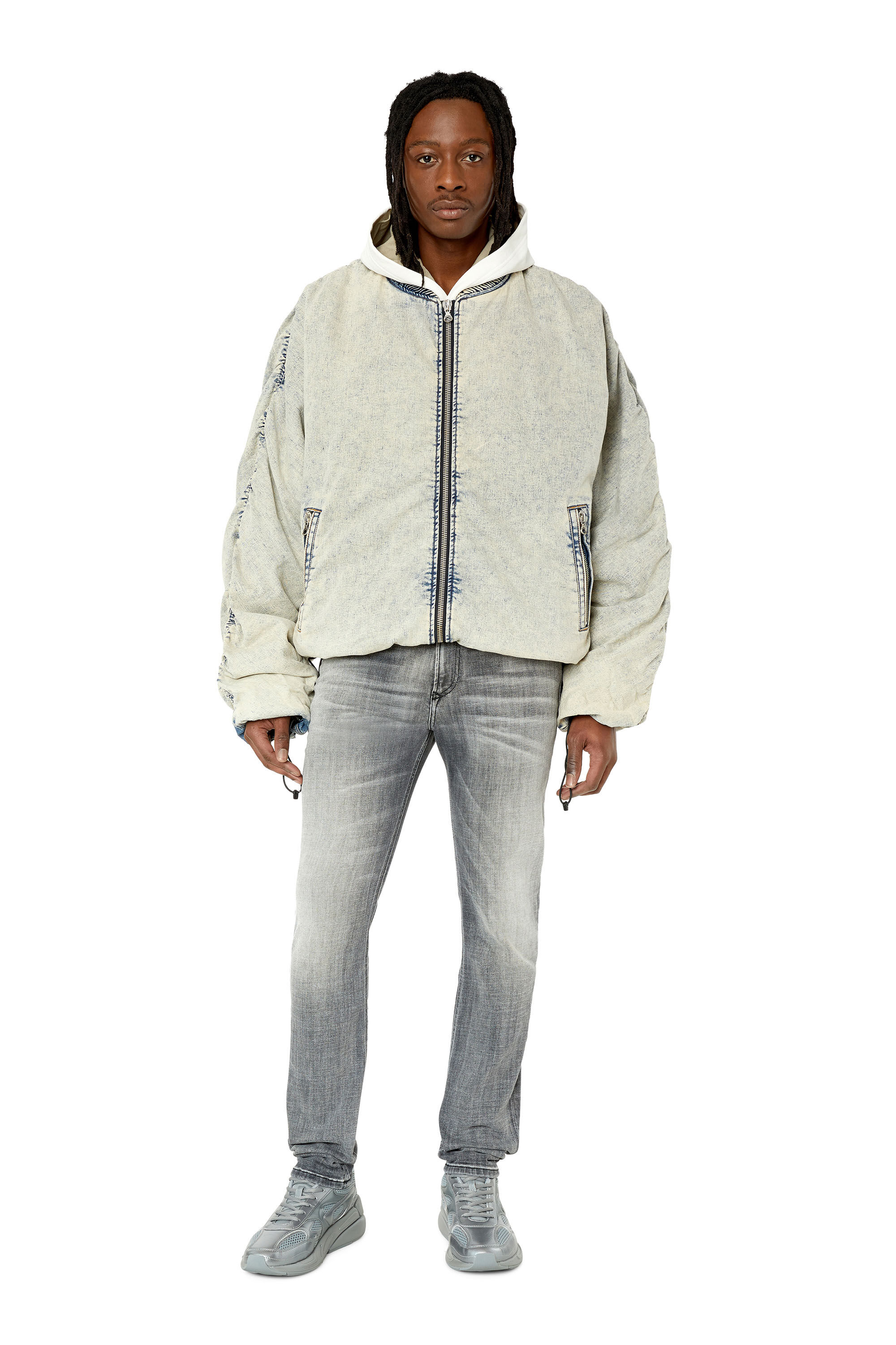 Diesel - D-BRESSY, Male's Padded denim bomber jacket in Light Blue - 1