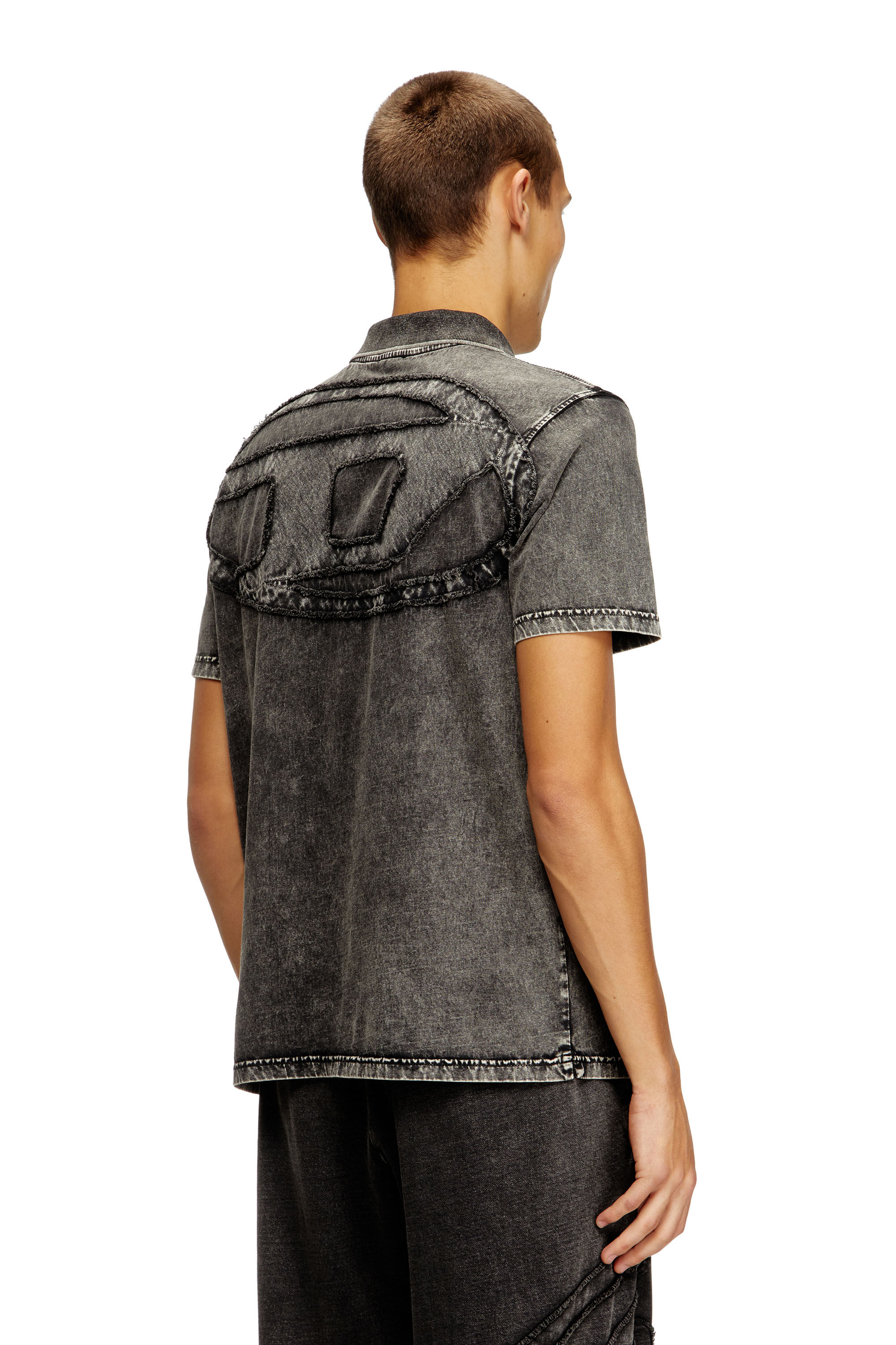 Men's Polo shirt in denim-effect jersey | Grey | Diesel