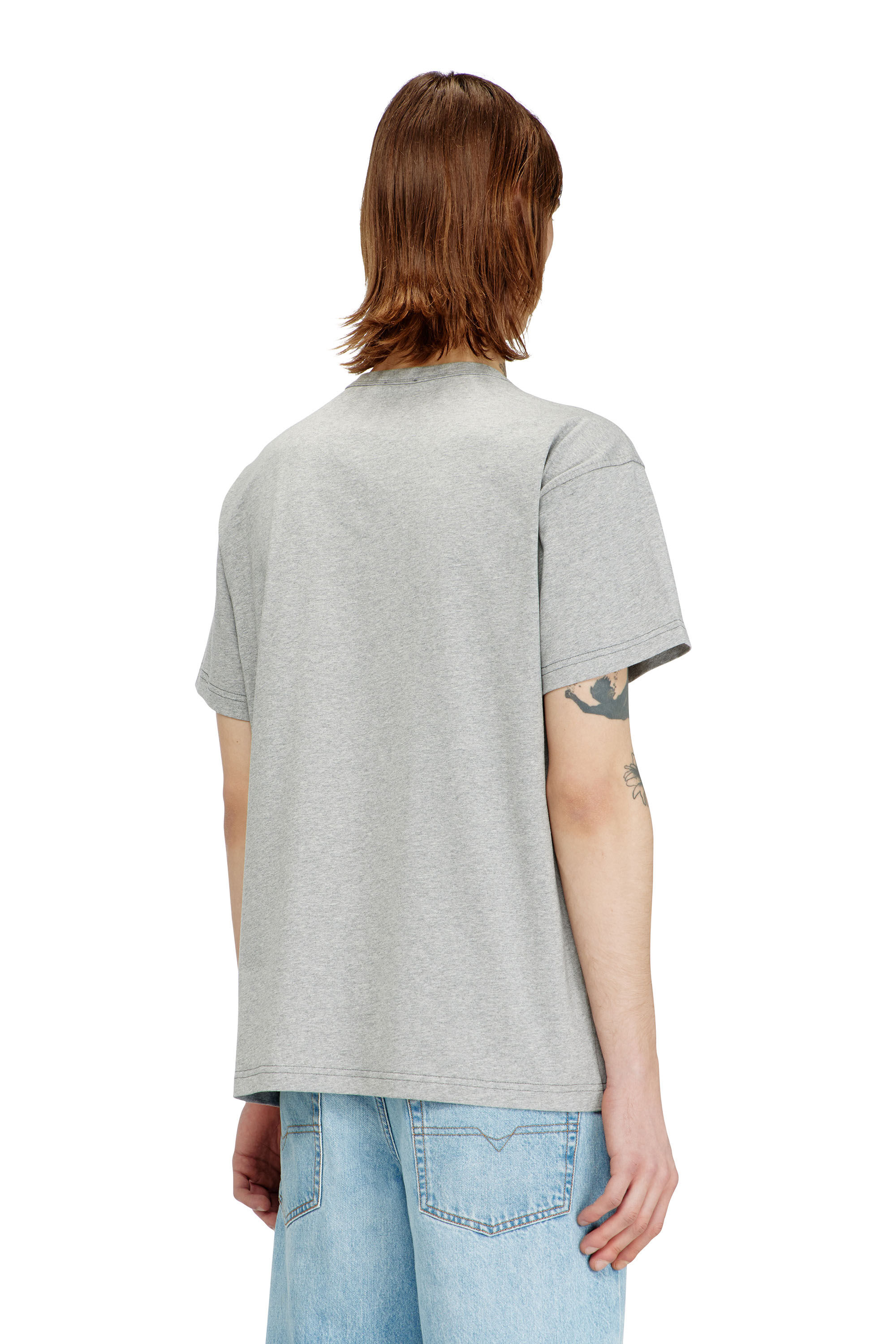 Diesel - T-NORM-DOLPHIN, Male's T-shirt with dolphin and logo print in Grey - 4