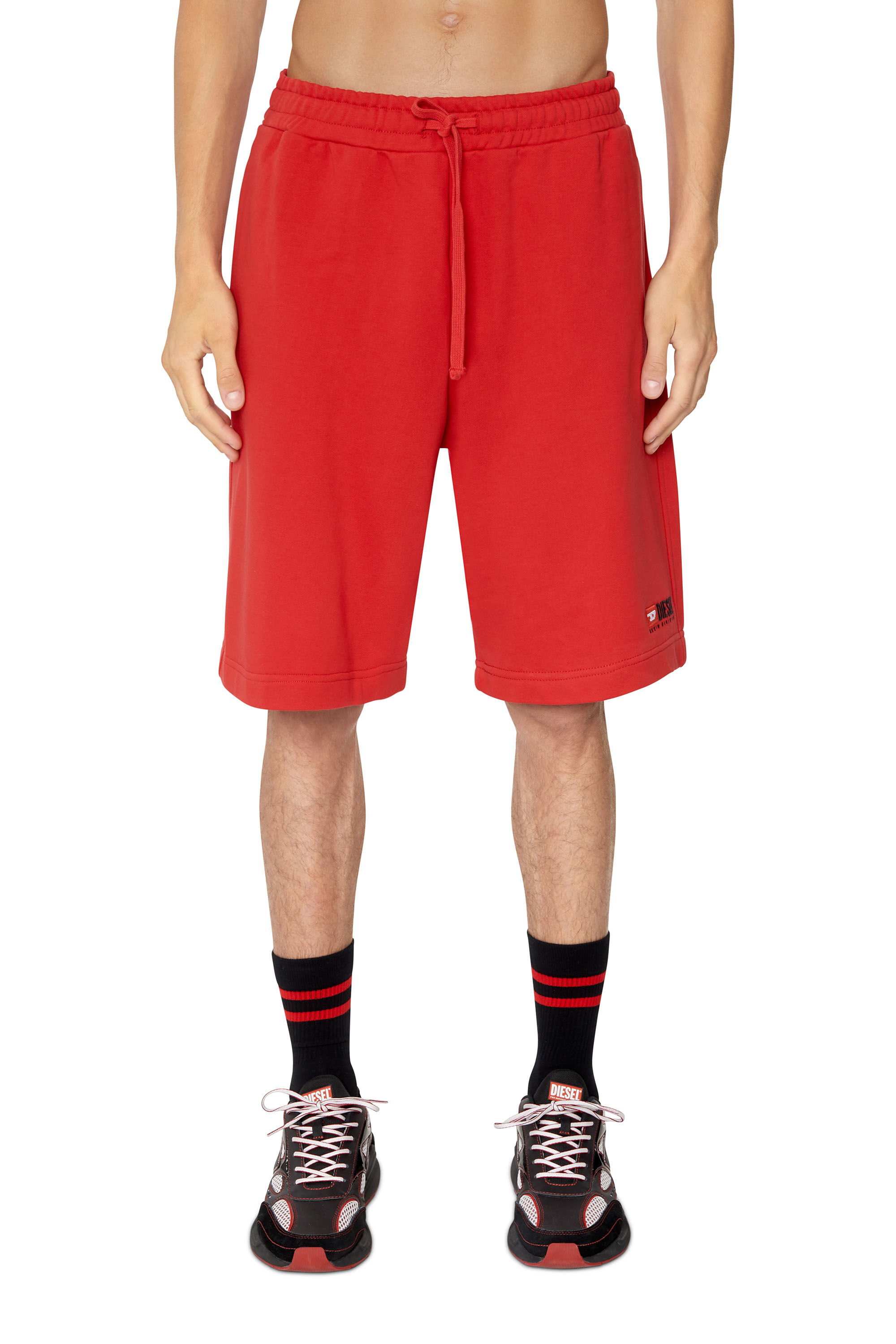 Diesel - P-CROWN-DIV, Man's Sweat shorts with logo embroidery in Red - 3