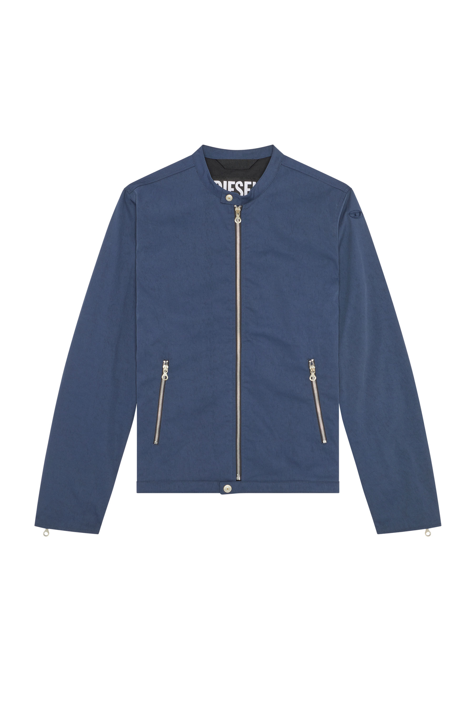 Diesel - J-GLORY-NW, Male's Biker jacket in cotton-touch nylon in Dark Blue - 2