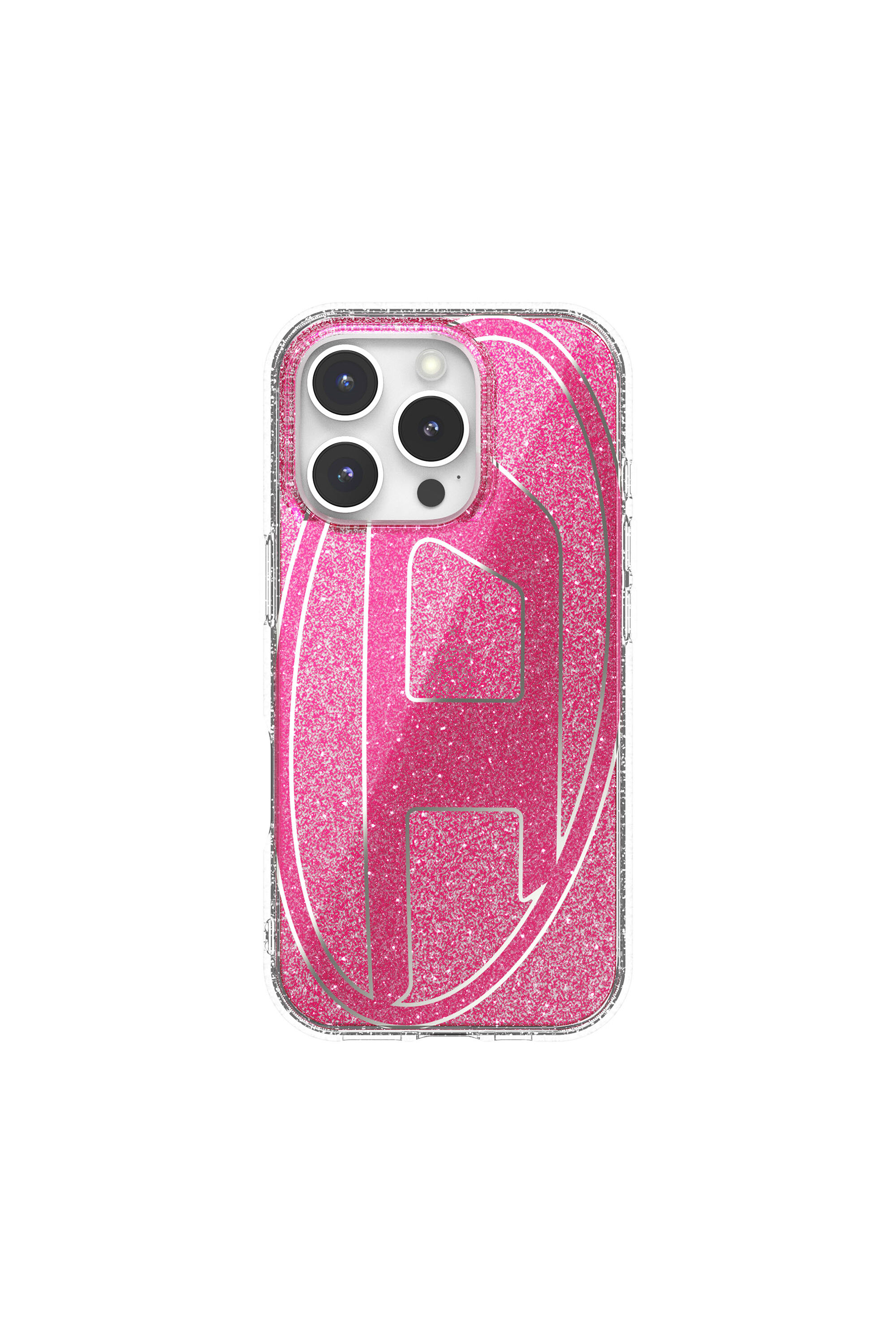 Women's Oval D Glitter Case for iP 16 Pro | Pink | Diesel