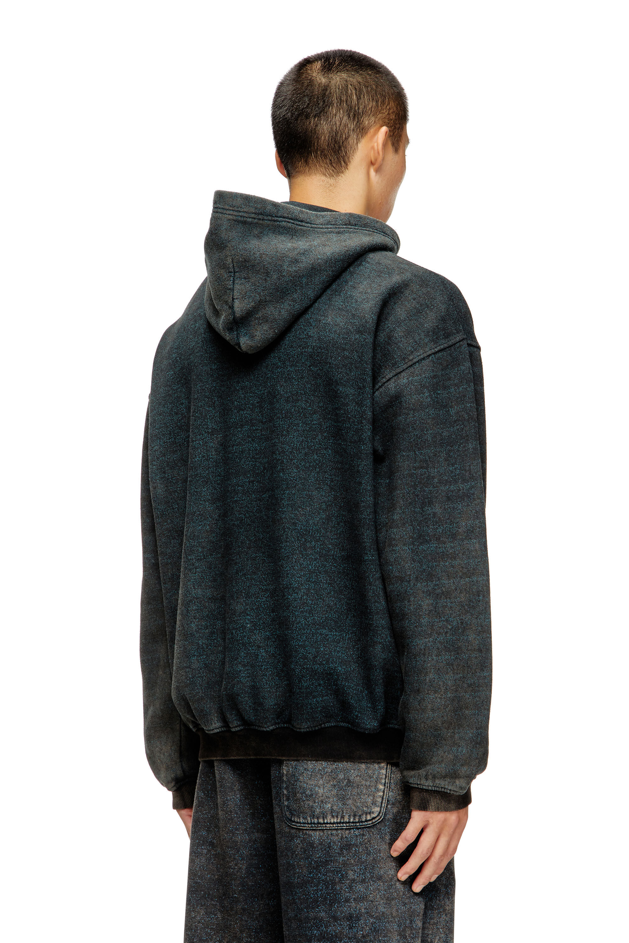 Diesel - S-KAI, Male's Cotton hoodie with kangaroo pocket in Black/Blue - 4