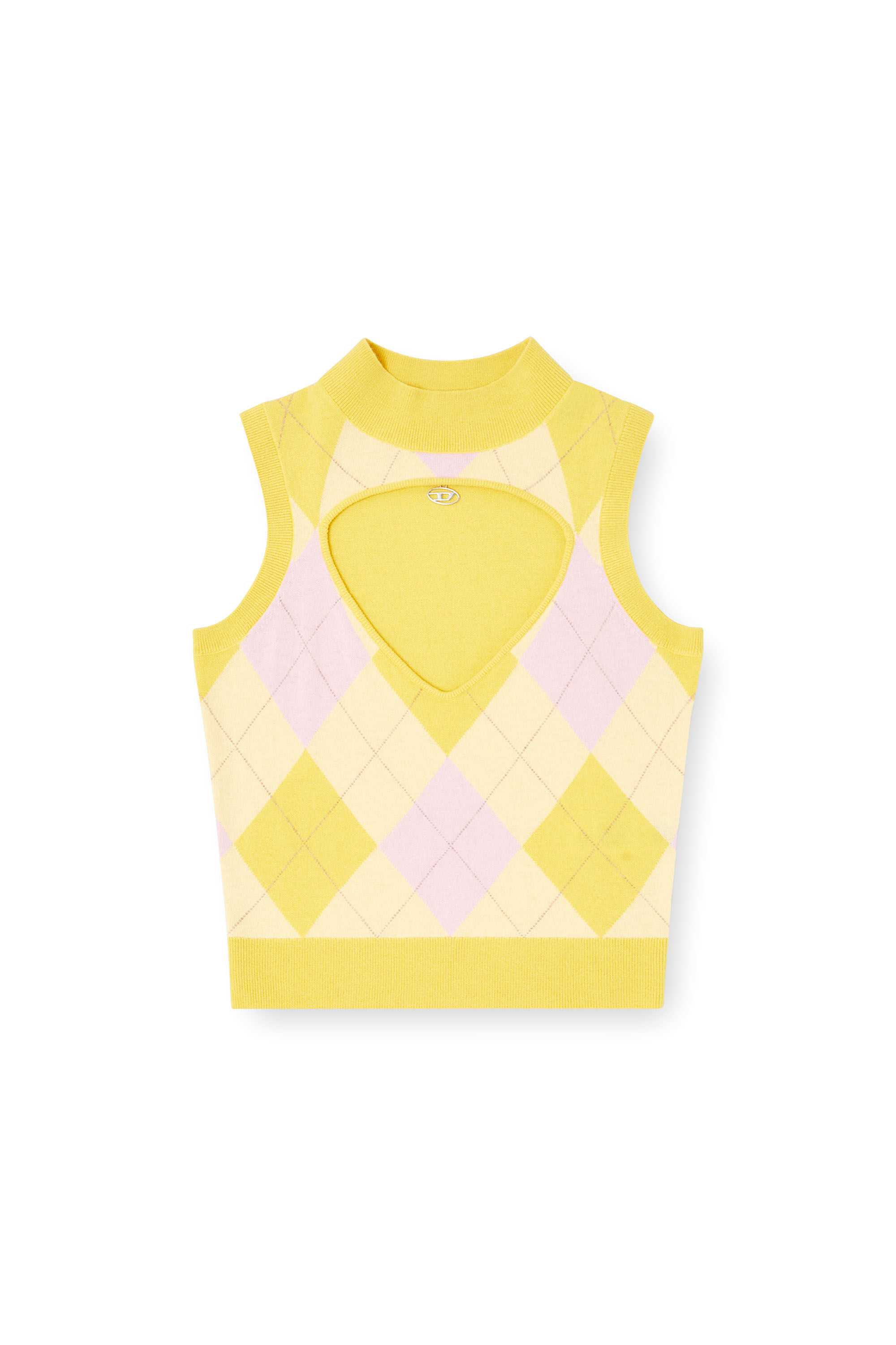 Diesel - M-ROMKO-SL, Female's Cut-out turtleneck vest in argyle wool in null - 2