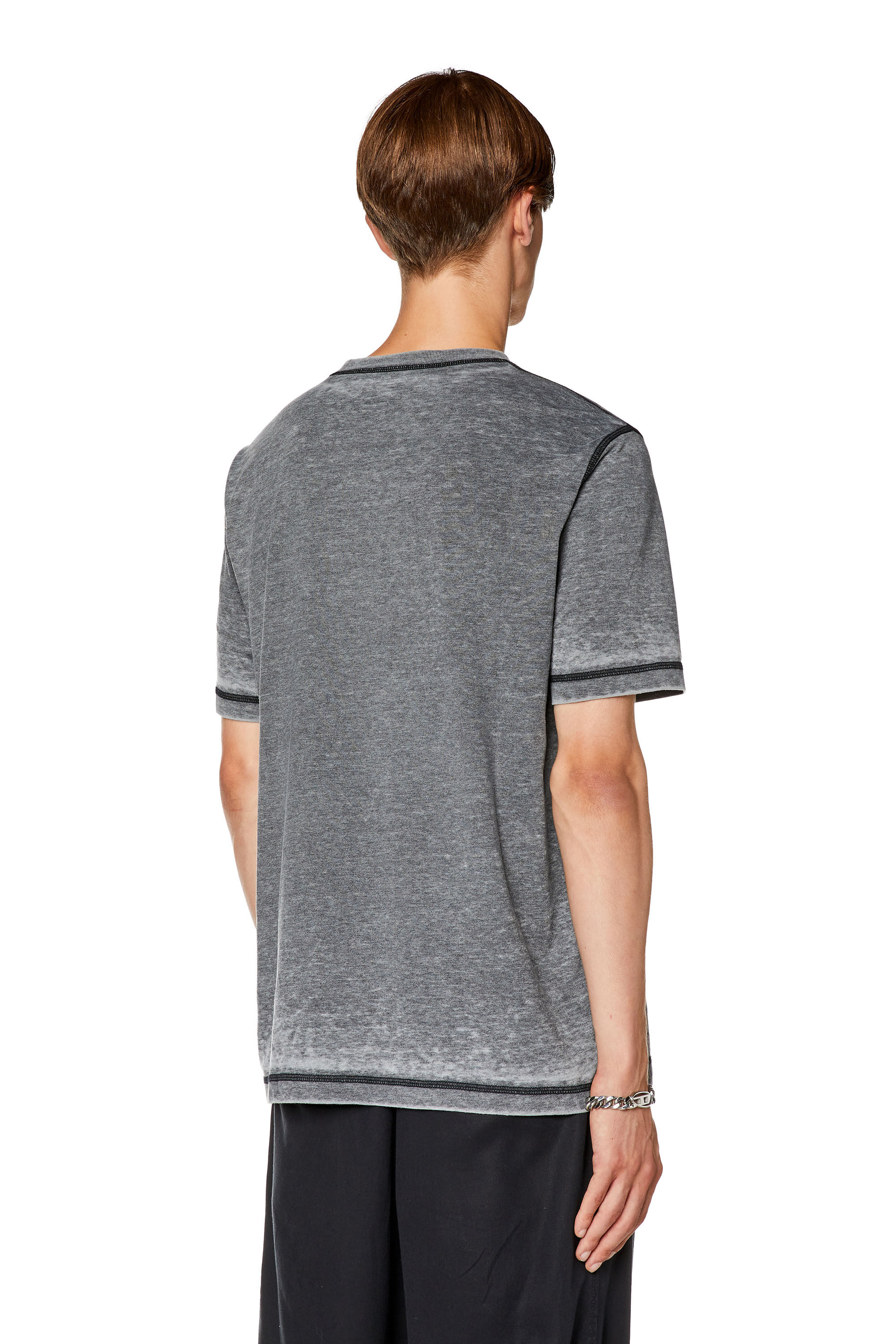 Diesel - T-JUST-L1, Male's T-shirt with burn-out logo in Black - 4