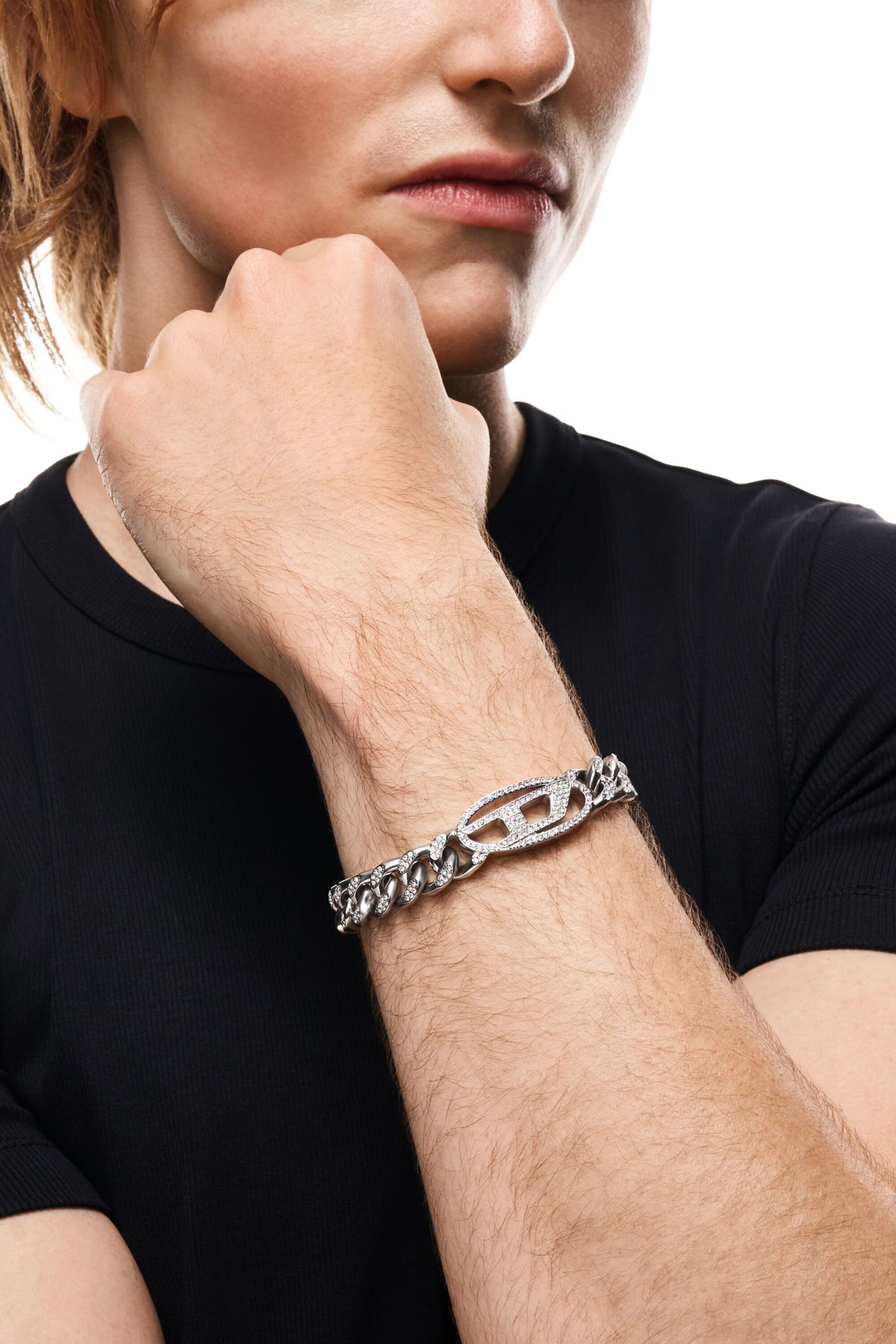 Diesel - DX1707040 JEWELLERY, Pulsera de cadena Oval D glitz de acero inoxidable Unisex in Plateado - 5