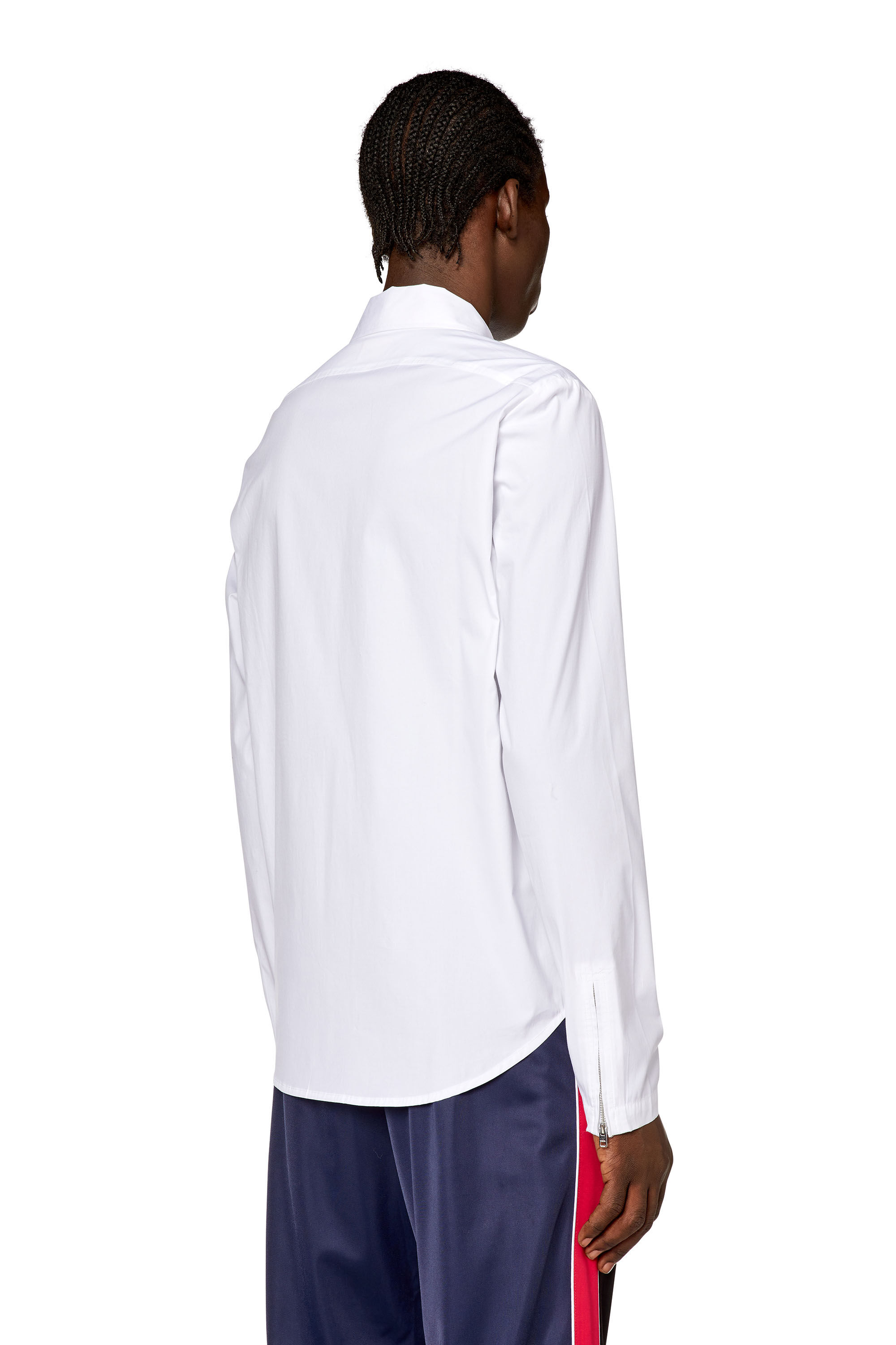 Diesel - S-STUCK, Man's Logo-embroidered zip shirt in White - 4