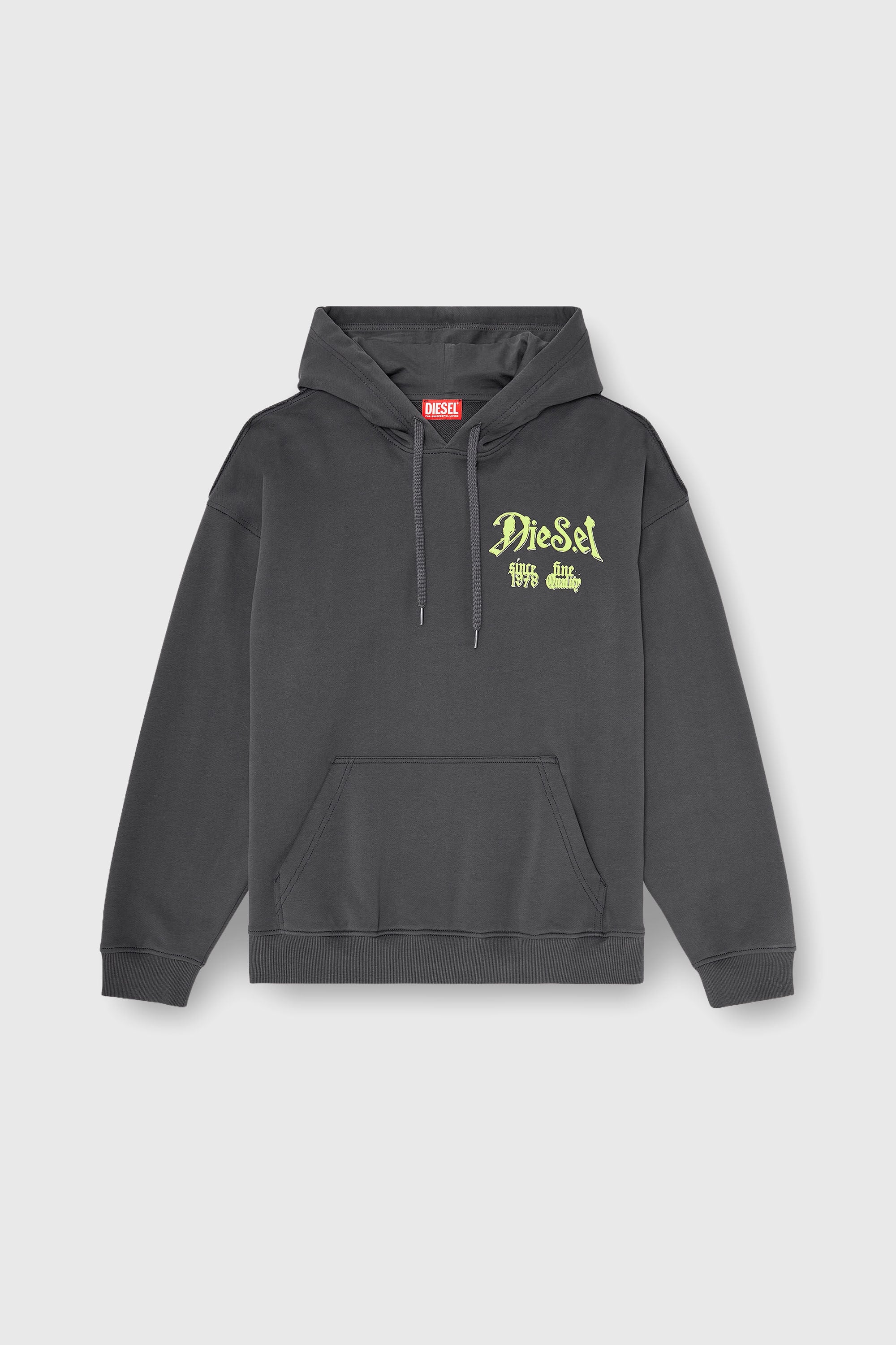 Diesel - S-BOXT-HOOD-AA2, Man's Cotton hoodie with flocked graphics in Dark grey - 2