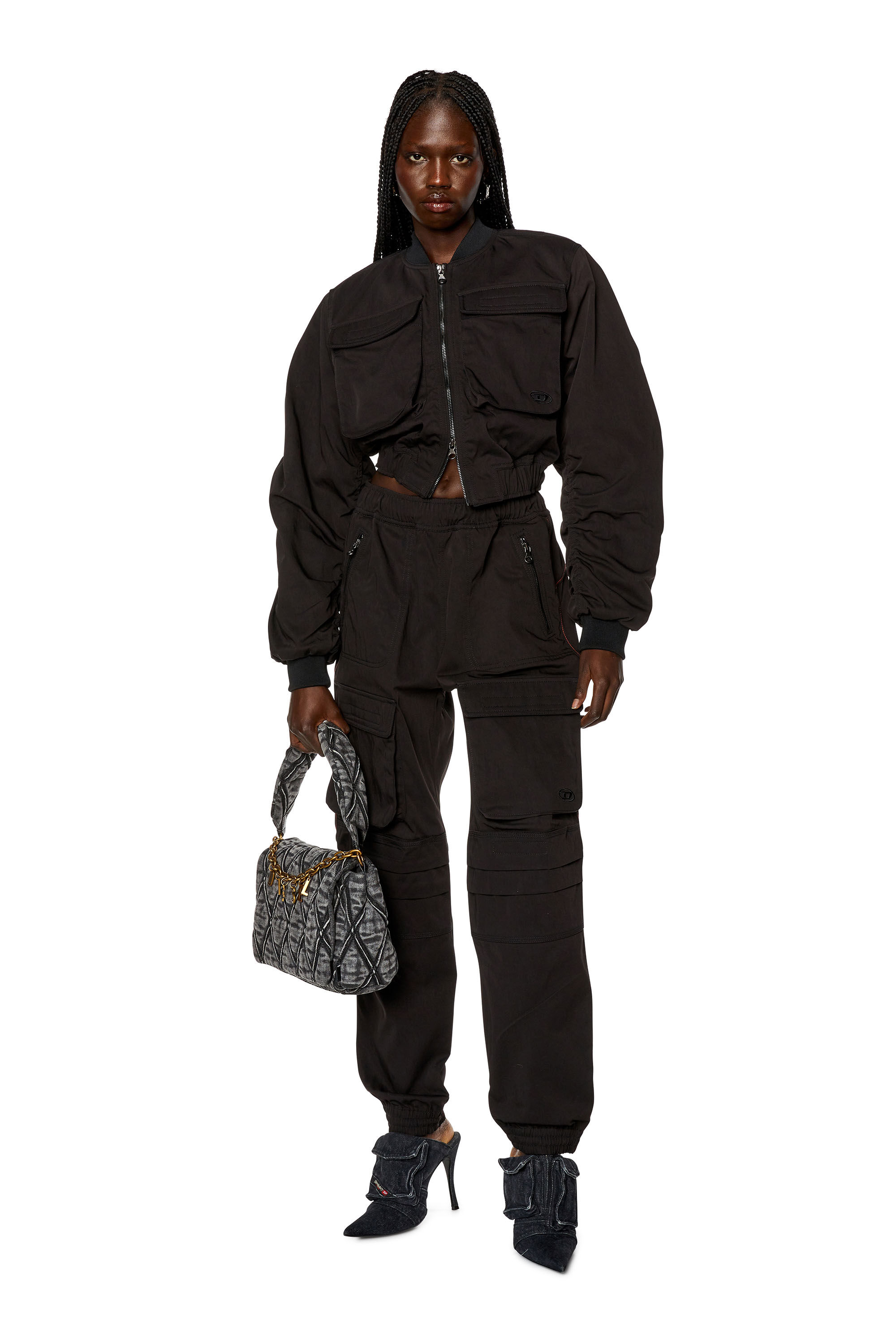 Diesel - G-KHLO, Female's Utility jacket in nylon twill in Black - 1