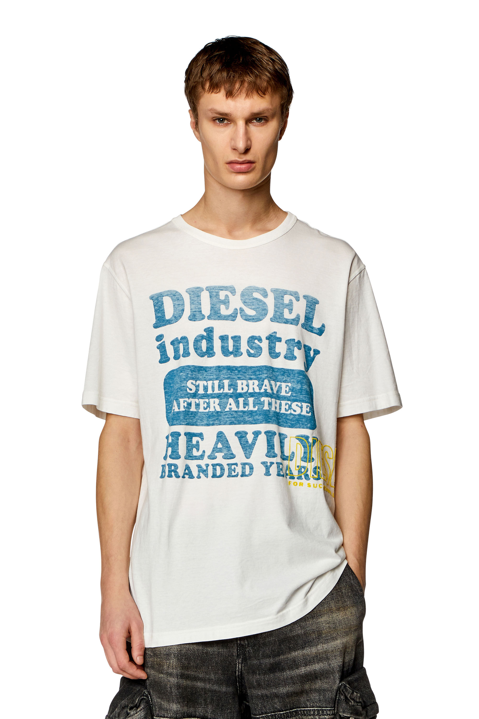 Diesel - T-JUST-N9, T-shirt avec logo imprimé inside-out Homme in Blanc - 3