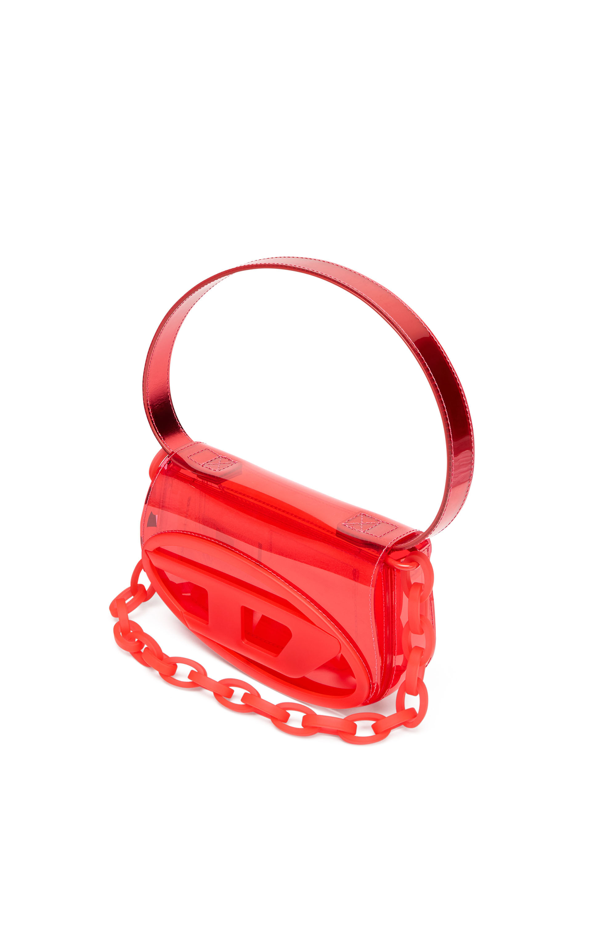 Diesel - 1DR, Woman's 1DR-Iconic shoulder bag in transparent TPU in Red - 7