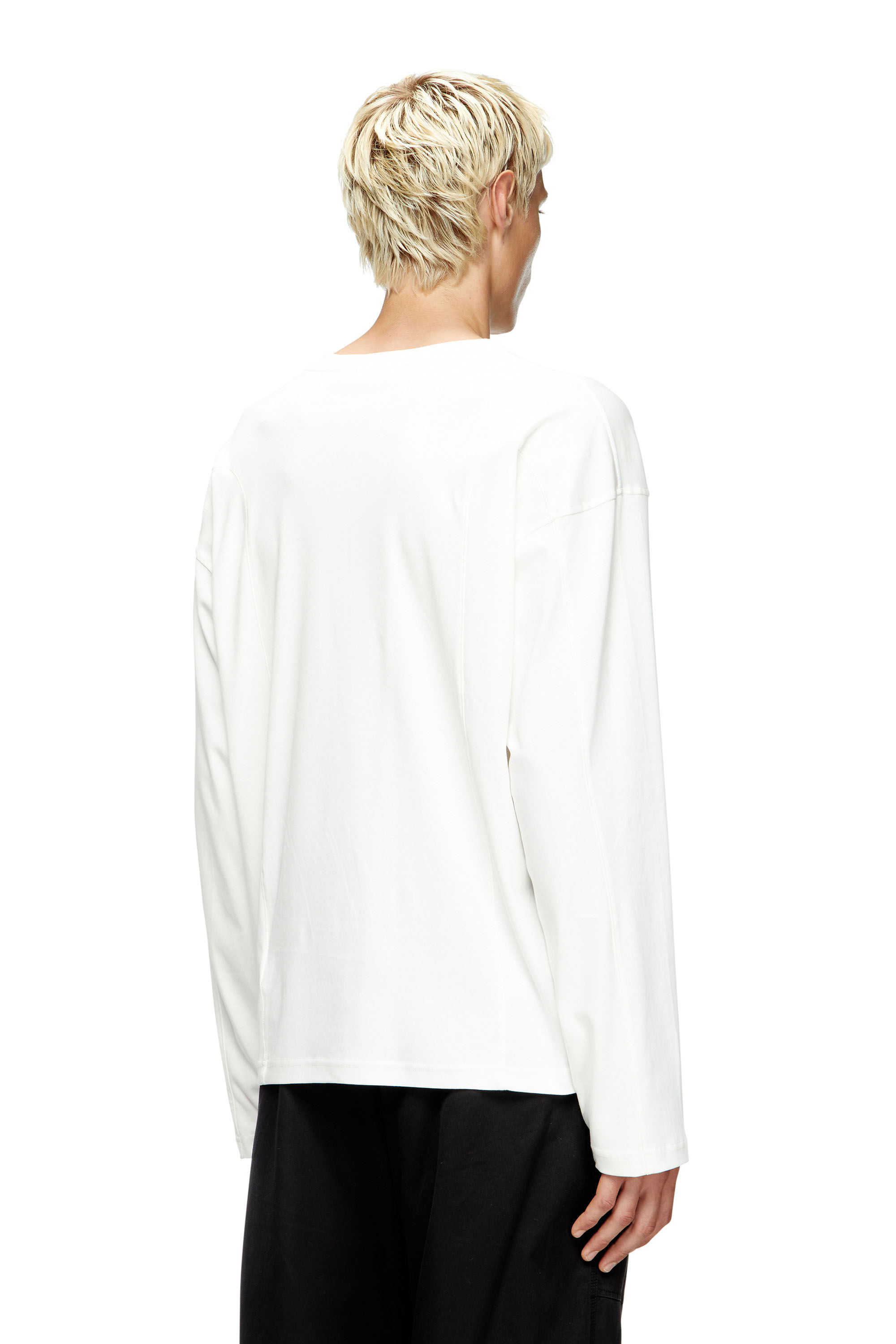 Diesel - T-BOXT-LS-INT, Male's Long-sleeve T-shirt with panels in White - 4