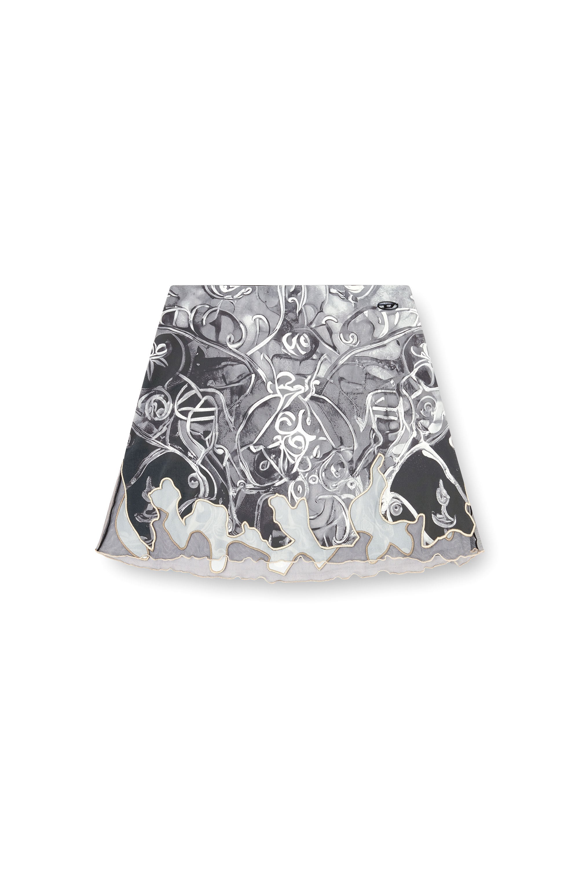 Women's Nylon miniskirt with Heraldic print | Grey | Diesel