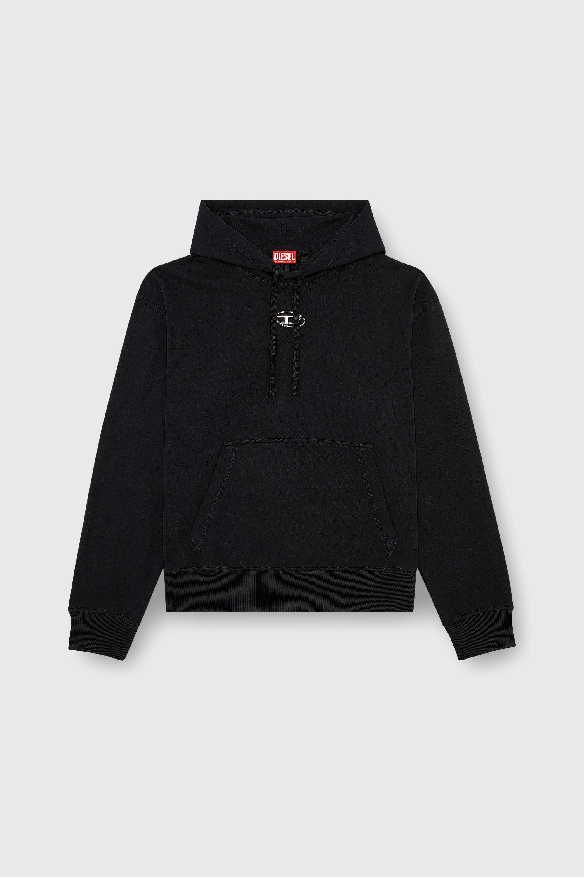 Diesel - S-MACS-HOOD-OD, Sweat-shirt &agrave; capuche oversize avec logo m&eacute;tallis&eacute; Homme in Noir - 2
