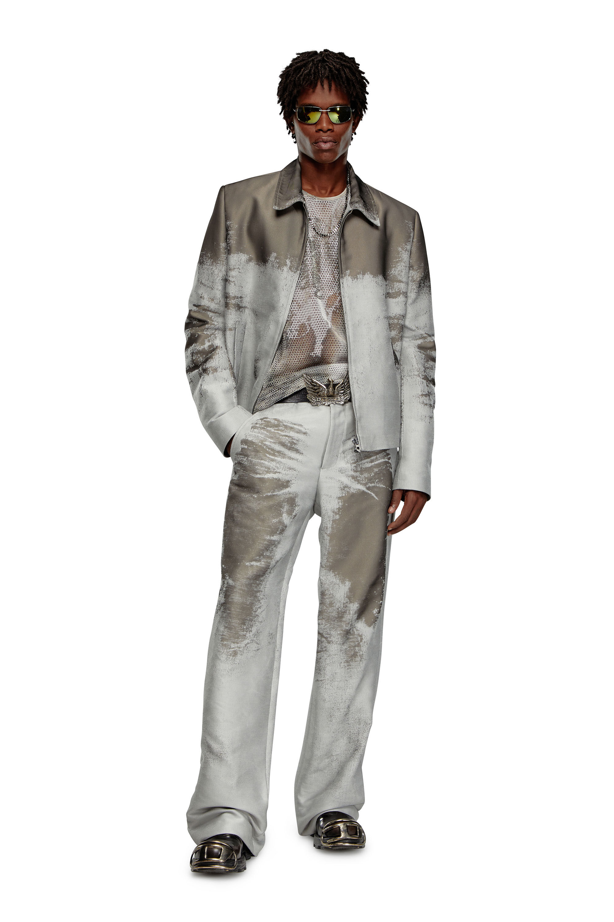 Diesel - T-BISKET, Débardeur en mesh imprimé Homme in Blanc - 1