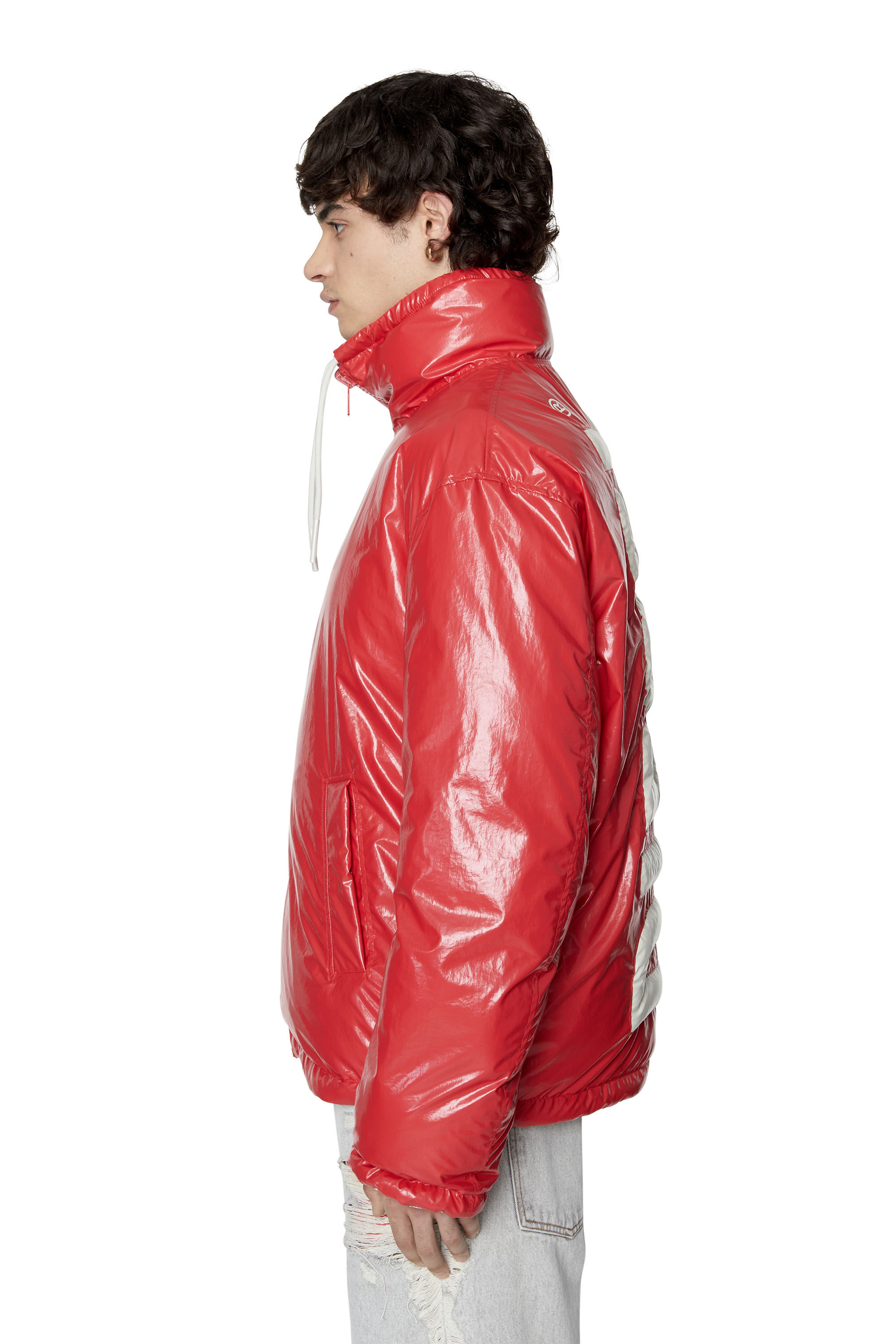Diesel - W-JUPITER, Male's Oversized reversible logo puffer jacket in Red - 7