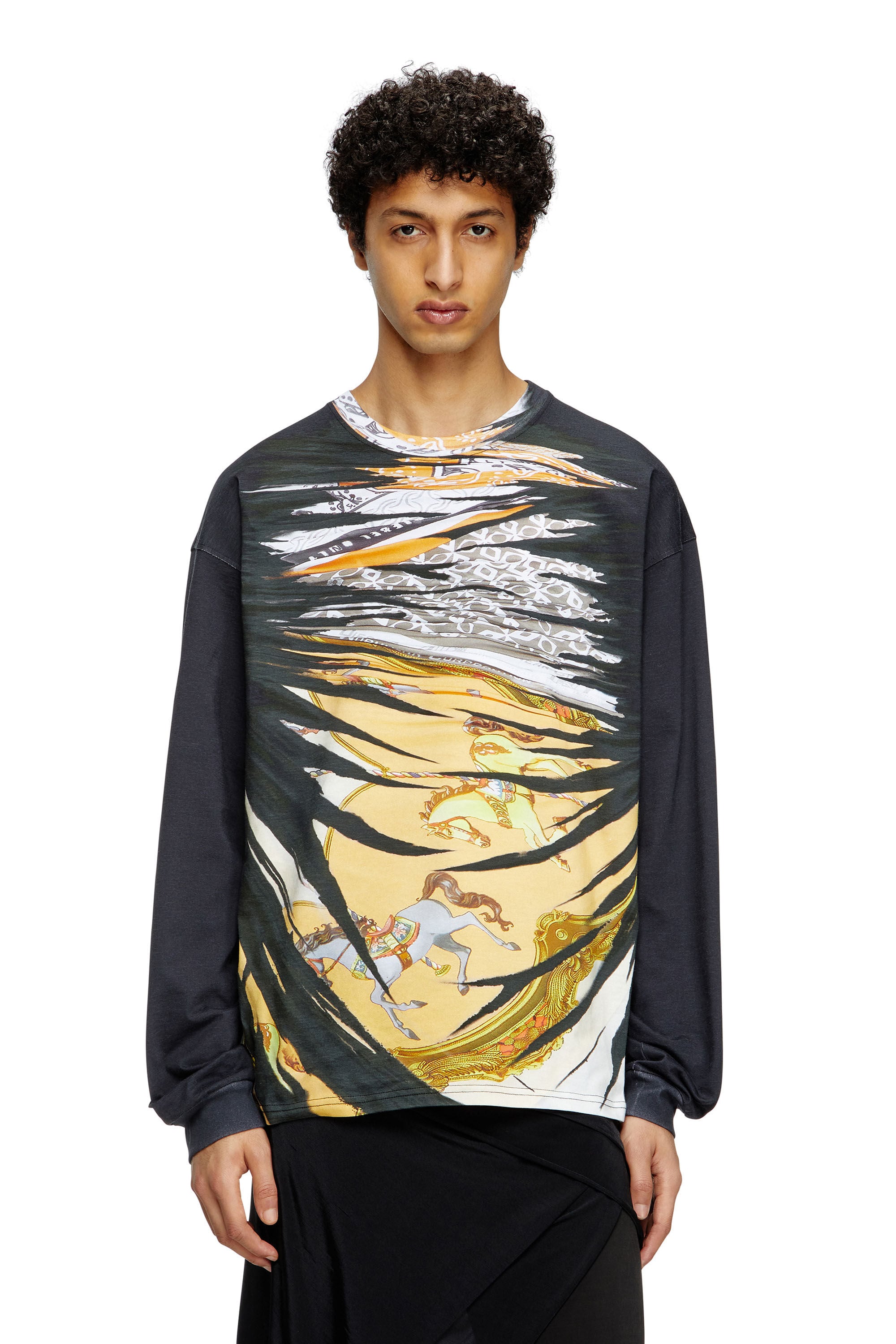 Men's Long-sleeve T-shirt with bandana print | Multicolor | Diesel US