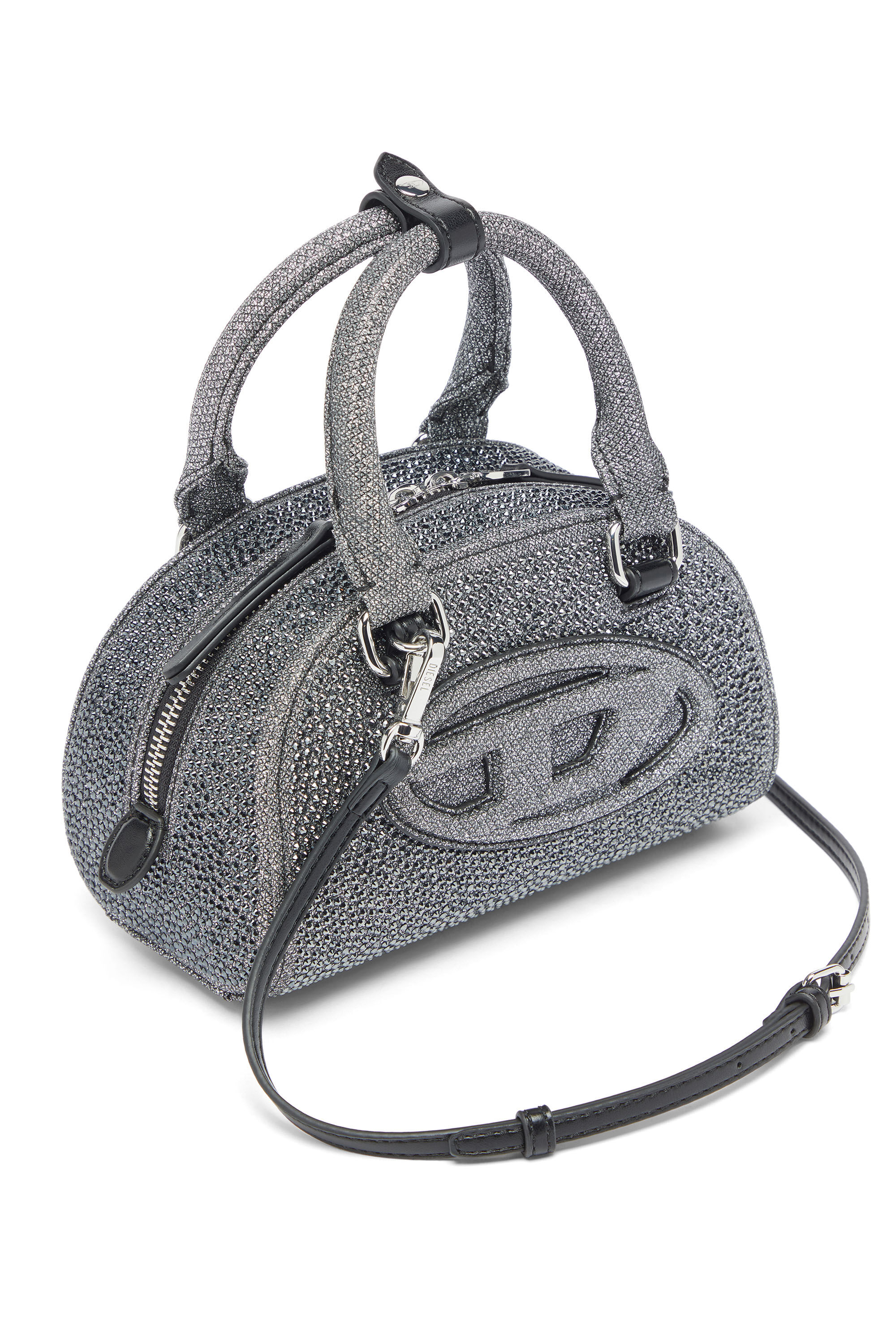 【新品】DIESEL 1DR Dome Crossbody Women's 1DR Dome - Small bowling bag in crystal Lurex | Black | Diesel