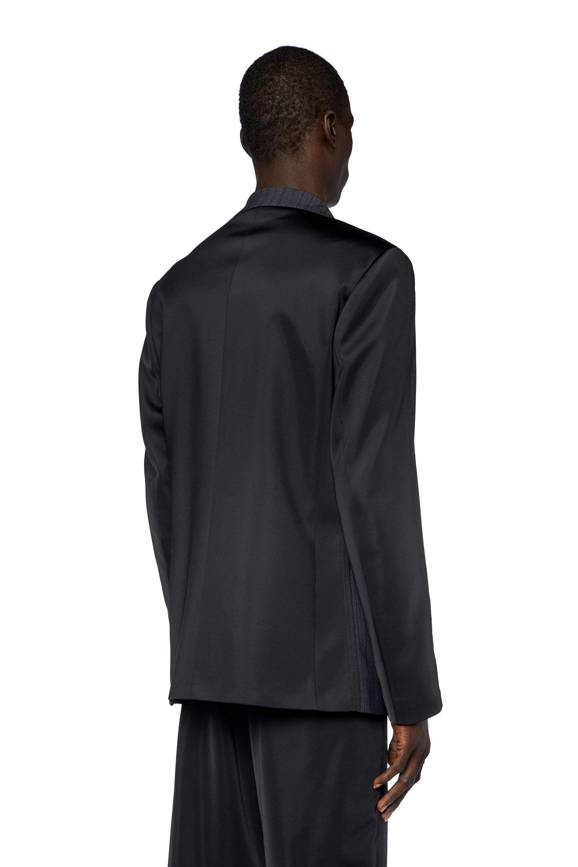 Diesel - J-WIRE, Male's Blazer in pinstriped cool wool and jersey in Dark Grey - 5