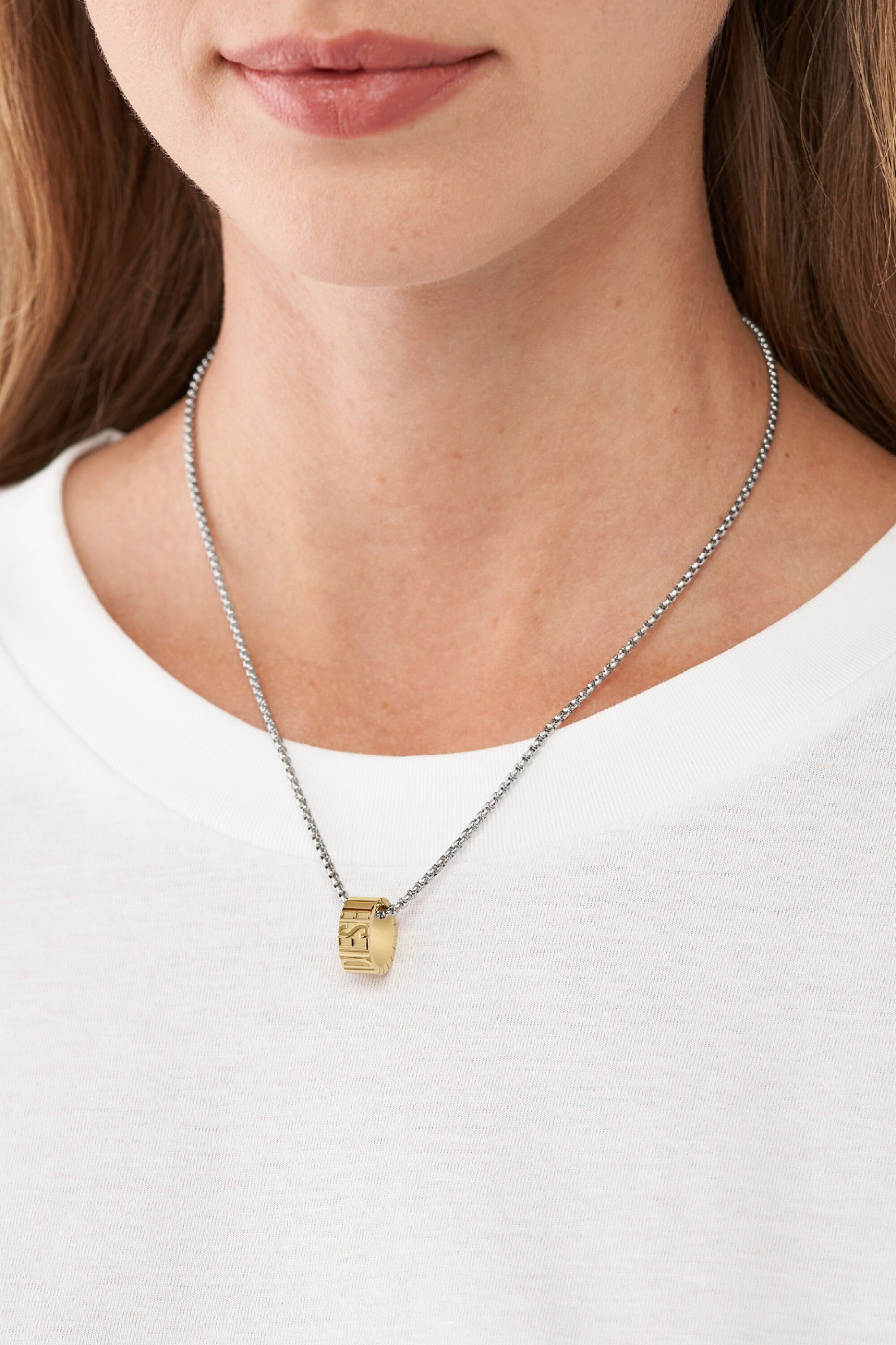 Men's Two-tone stainless steel chain necklace | Gold | Diesel