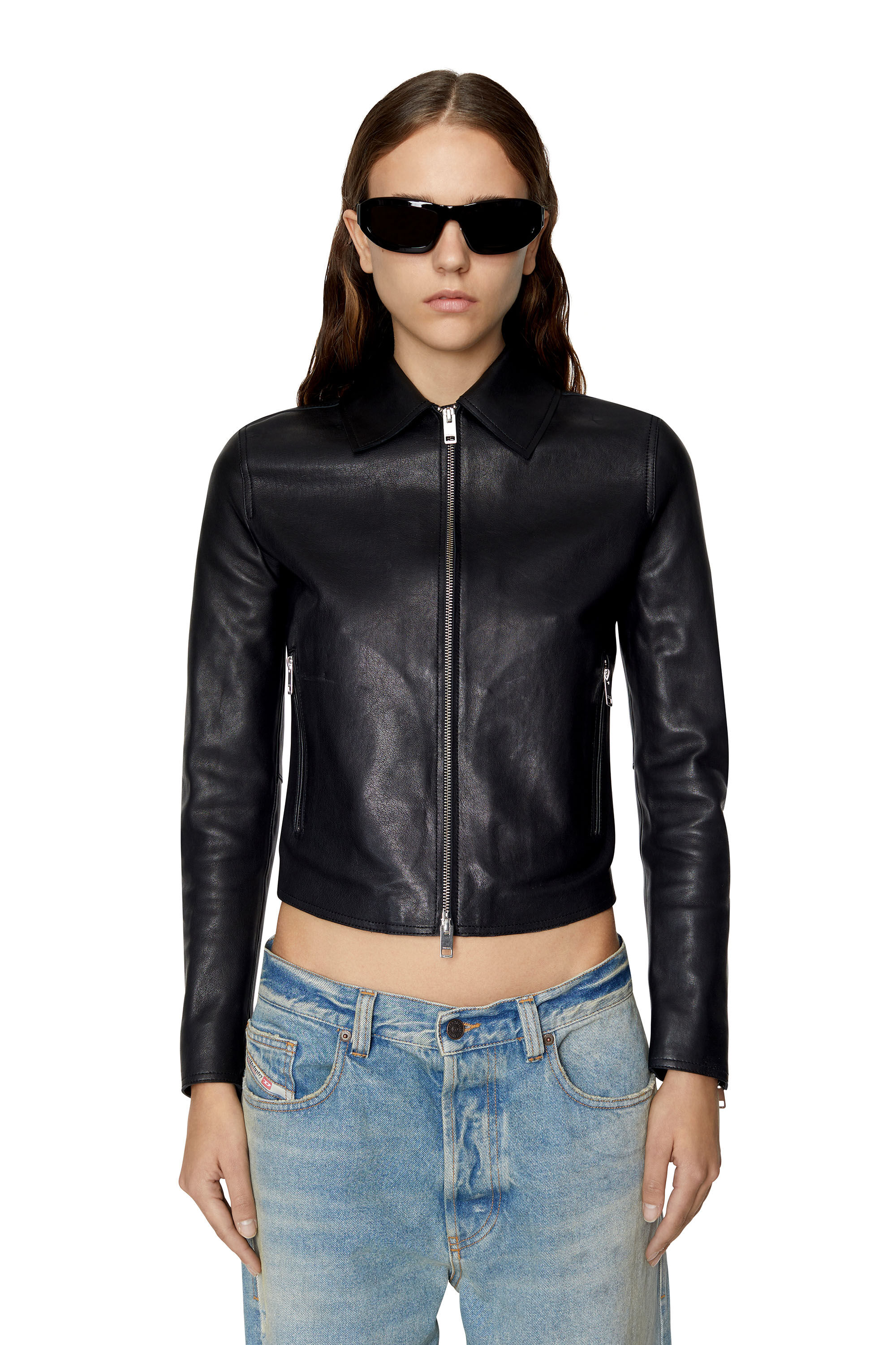 Diesel - L-MELIA-NW, Female's Light leather biker jacket in Black - 3
