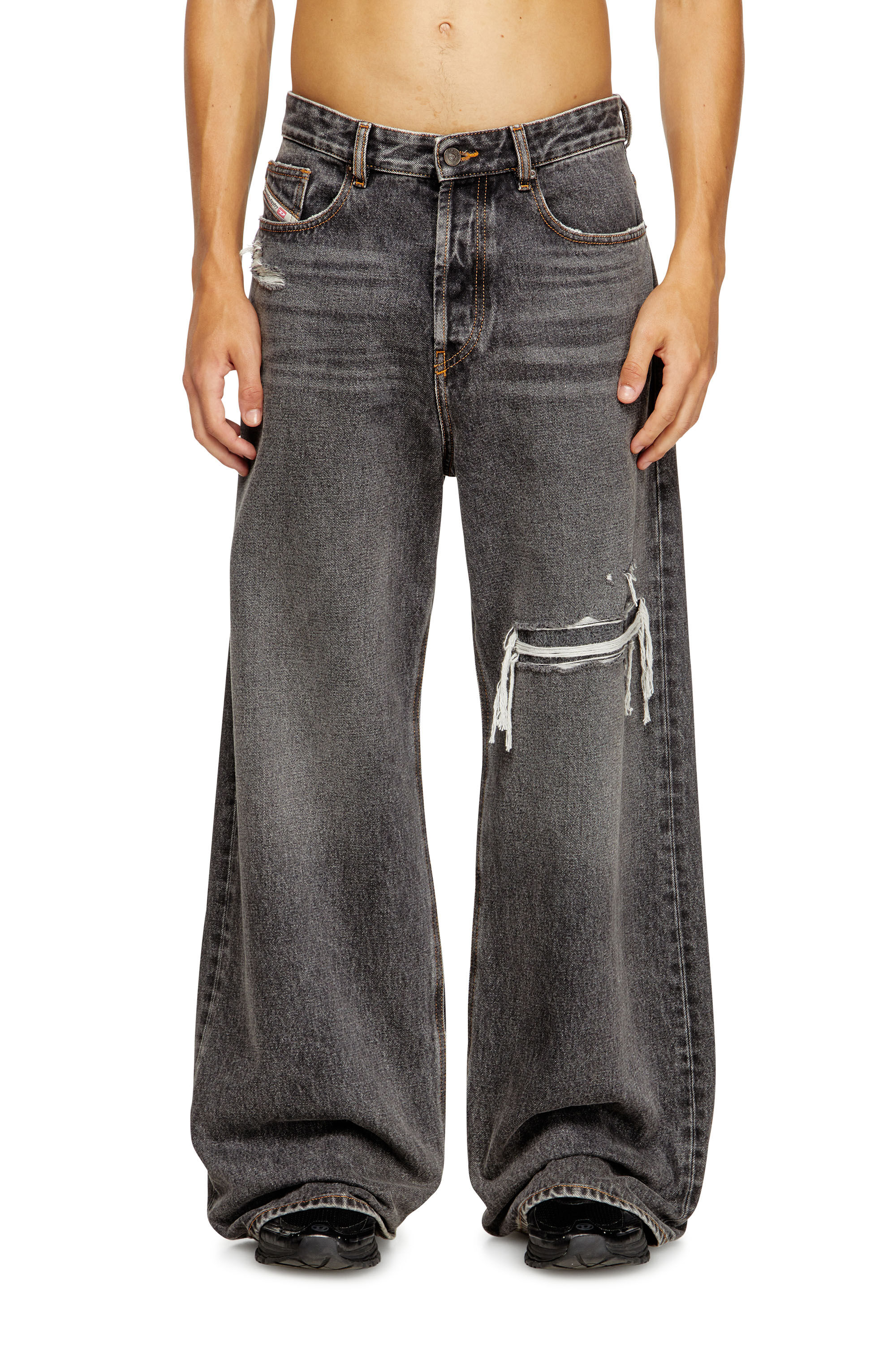 Diesel - Relaxed Jeans D-Rise 007F6 Homme, Noir/Gris foncé - Image 3