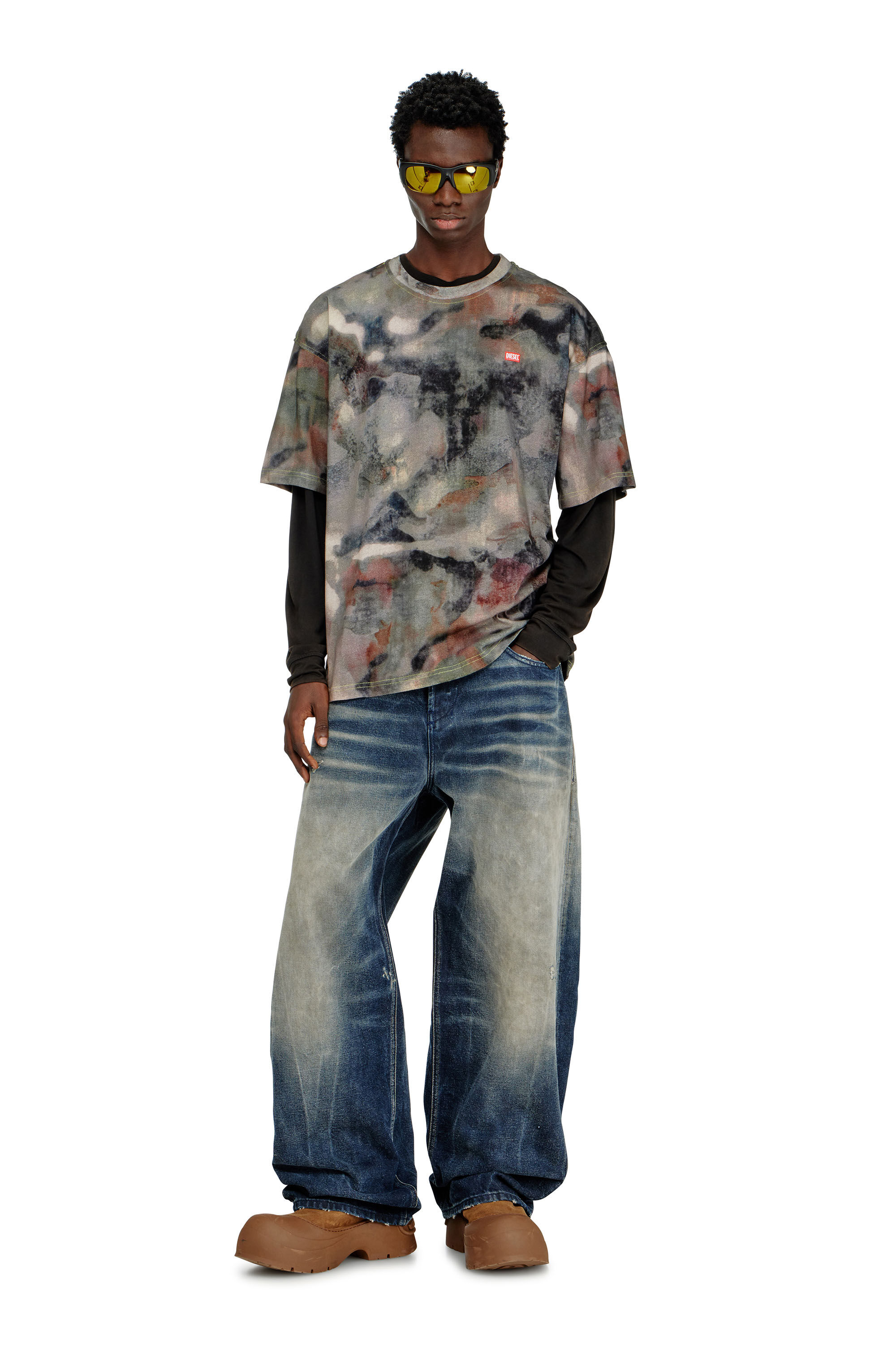 Men's Heavy cotton T-shirt with camo print | Multicolor | Diesel