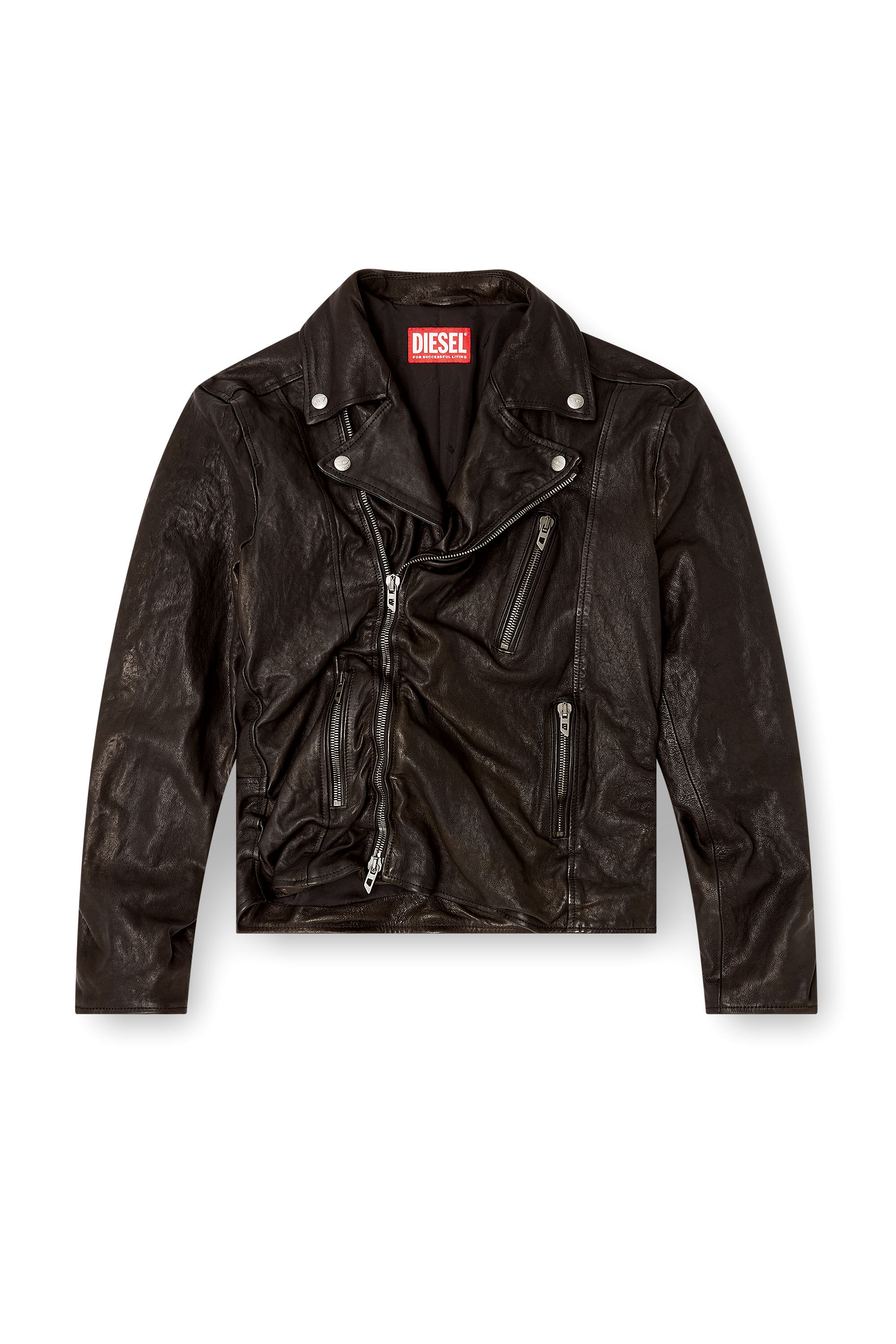 ジャケット・アウター DIESEL 18AW HC-NHILL NOT COOL ANYMORE S Men's Biker jacket in boiled leather | Black | Diesel