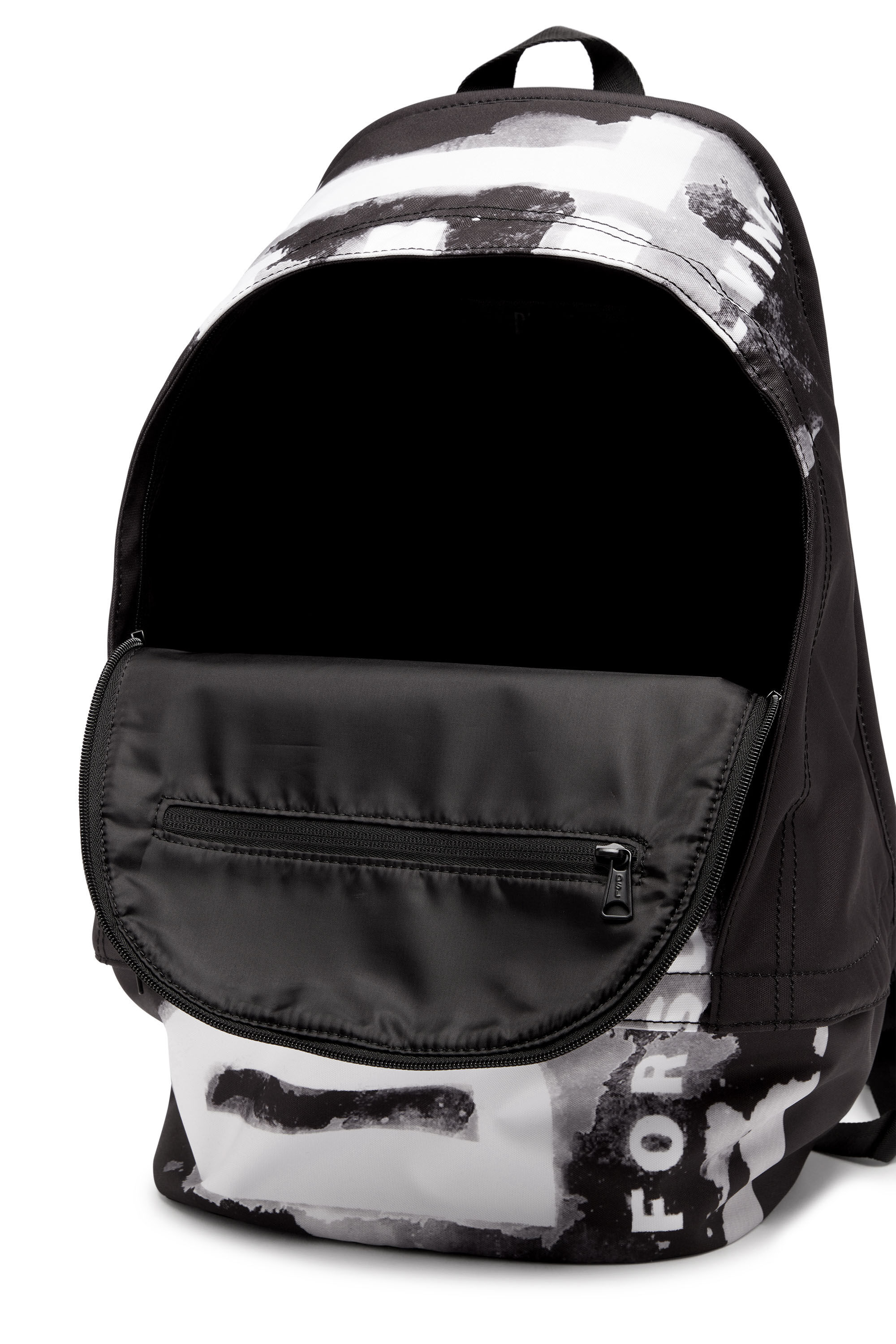 Diesel - RAVE BACKPACK X, Man's Rave Backpack X - Backpack in logo-printed fabric in Black - 3