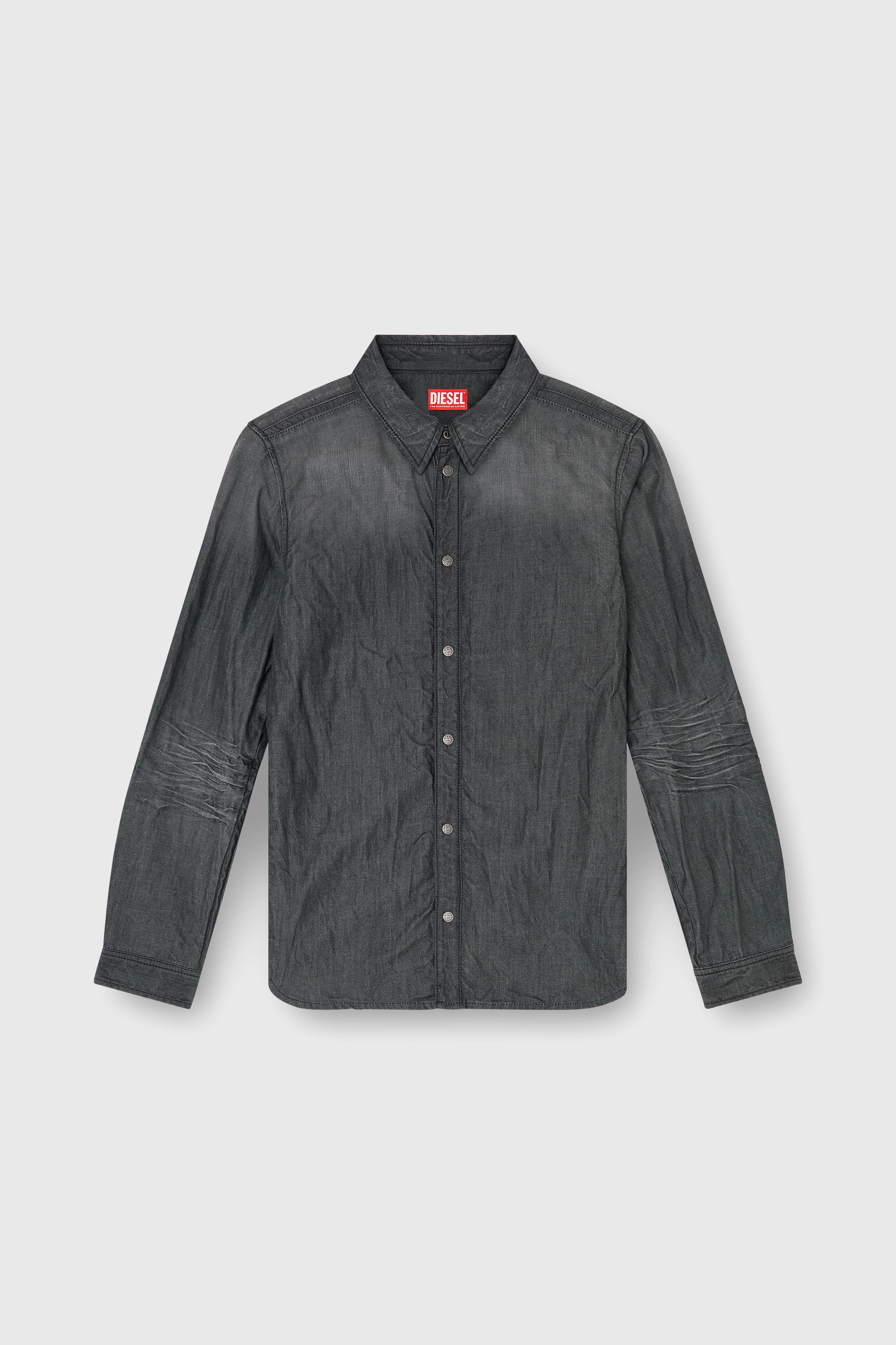 Diesel - D-SYNAR-FSJ2, Male's Shirt in creased denim in Dark Grey - 2