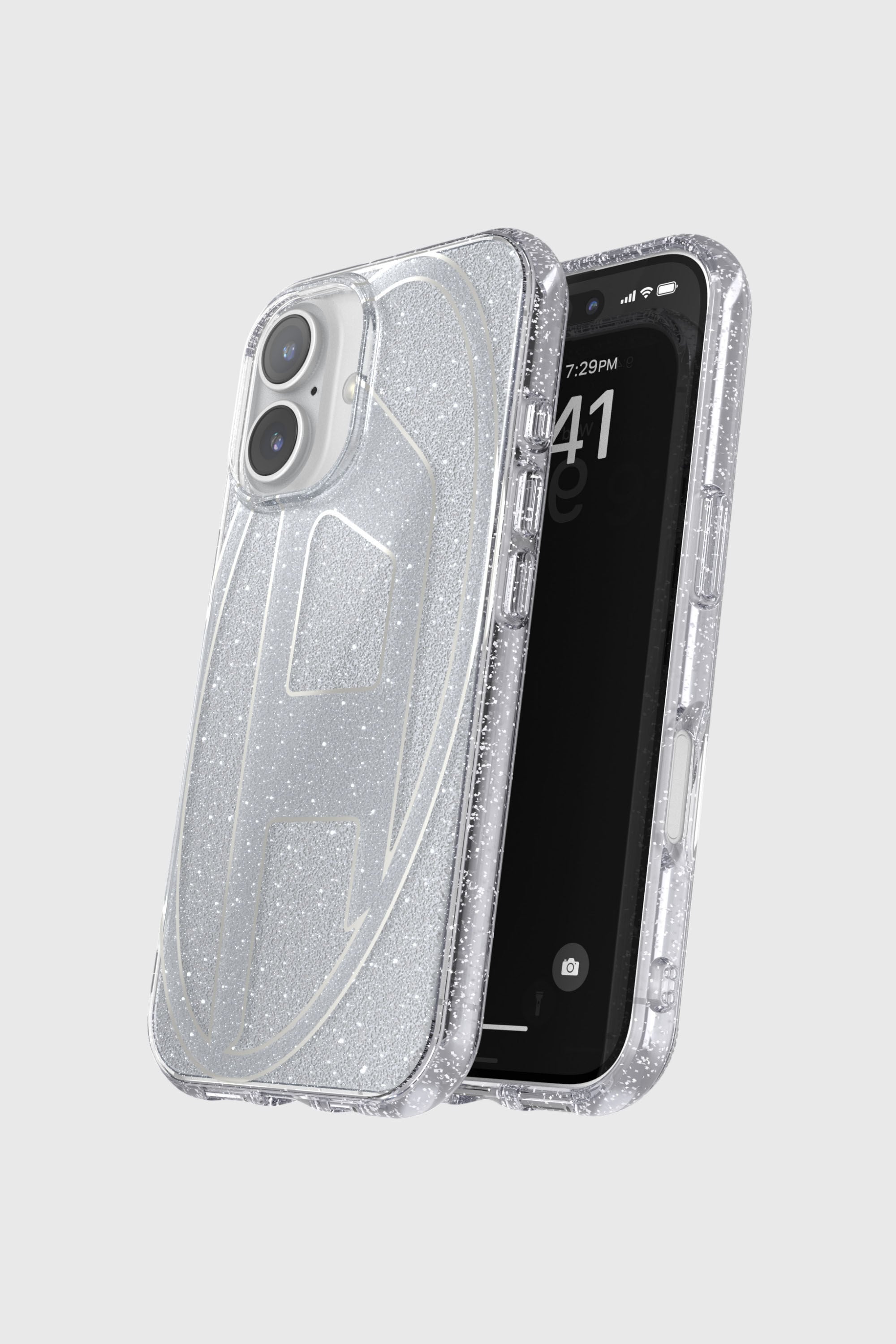Diesel - 60151 AOP CASE, Unisex's Oval D Glitter Case for iP 16 in Silver - 3