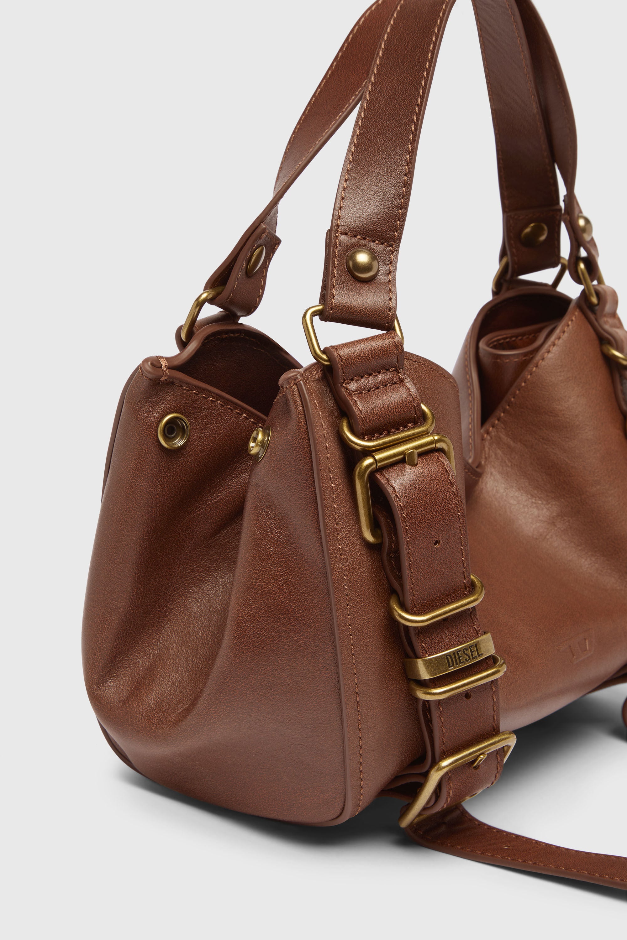 Women's D-One-Small top-handle bag in treated leather | Brown