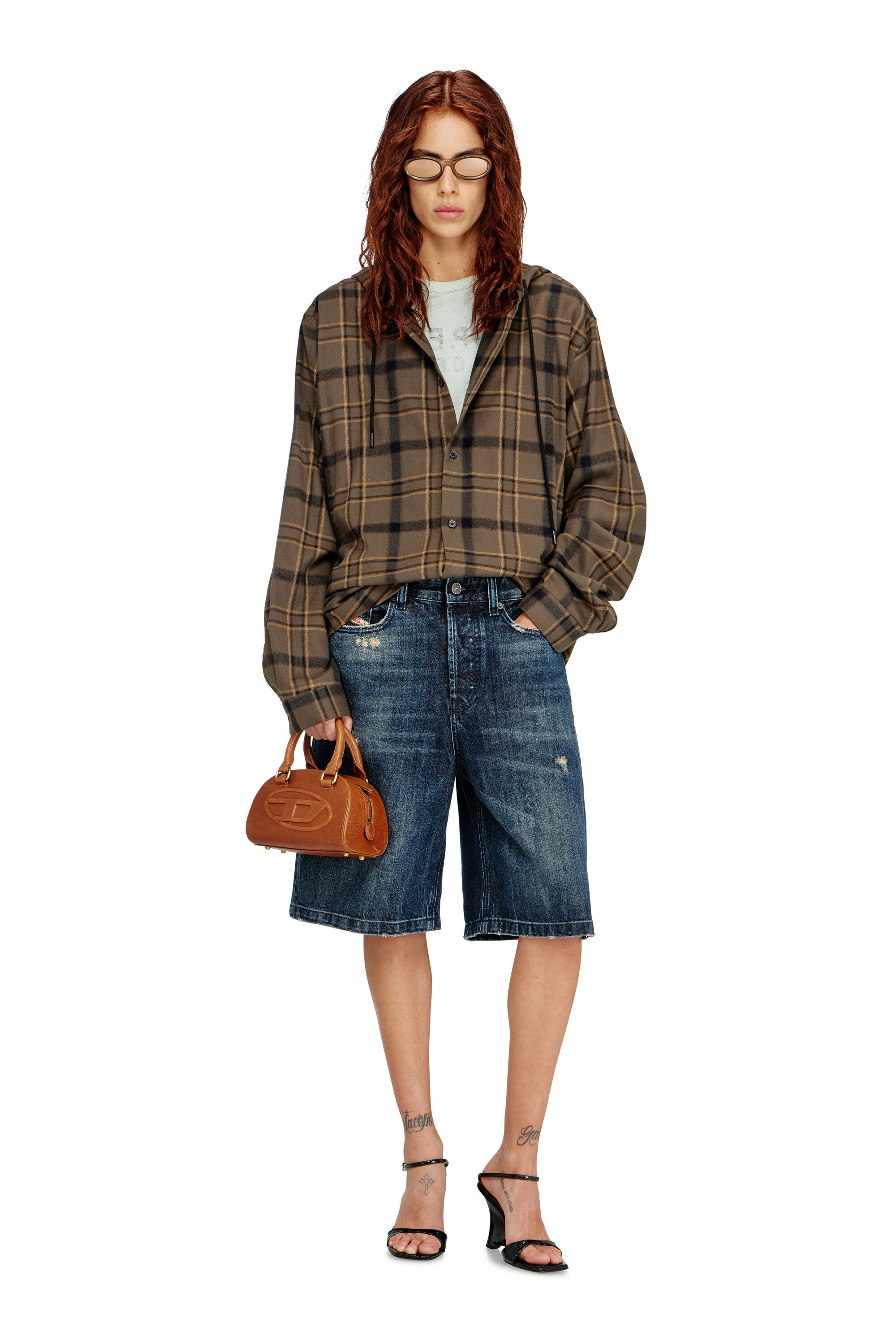 Diesel - 1DR DOME CROSSBODY, Female's 1DR Dome-Mini bowling bag in pull-up leather in Camel - 7