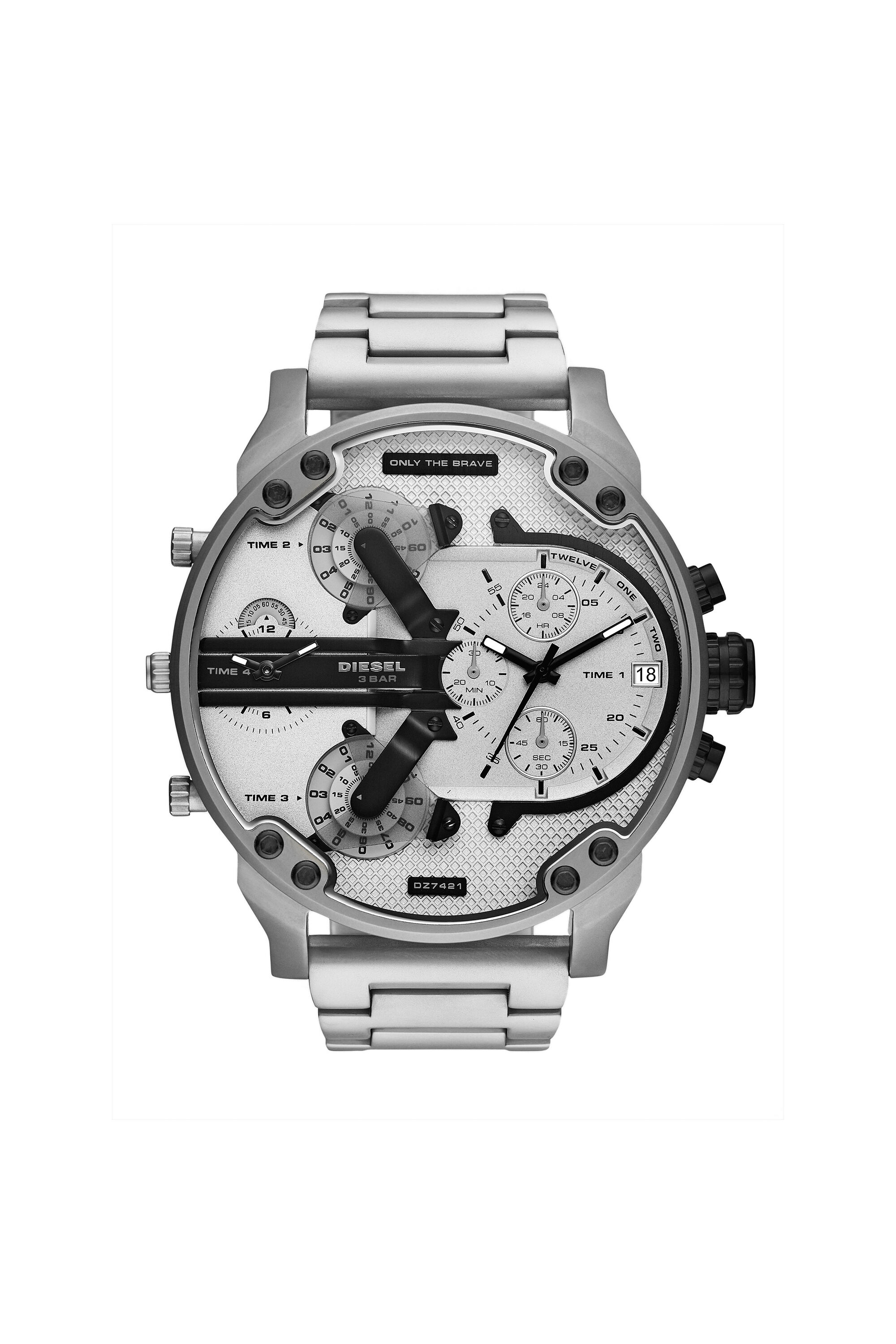 Diesel - DZ7421, Male's Mr. Daddy 2.0 chronograph stainless steel watch in Silver/Black - 1