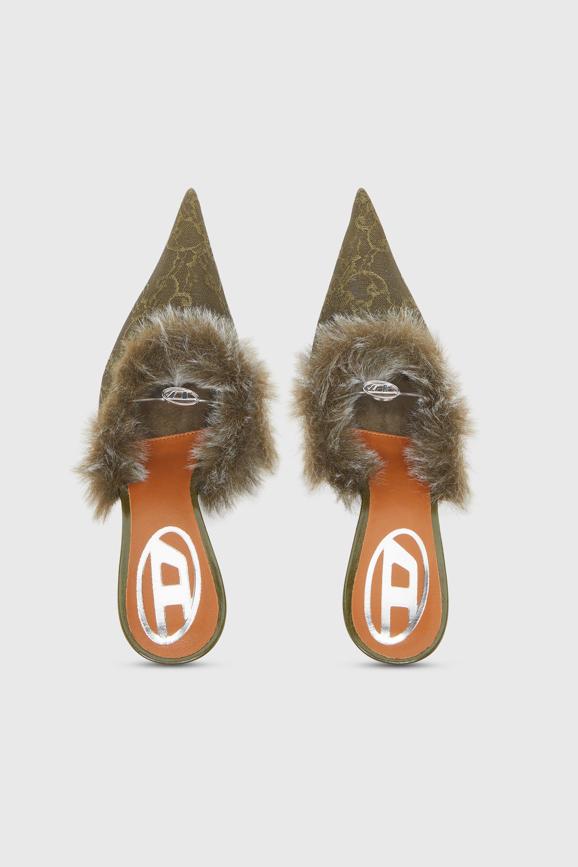 Diesel - D-JEWELS  MULE FUR 90, D-Jewels - Mules de nailon con ribete suave Mujer in Verde - 4