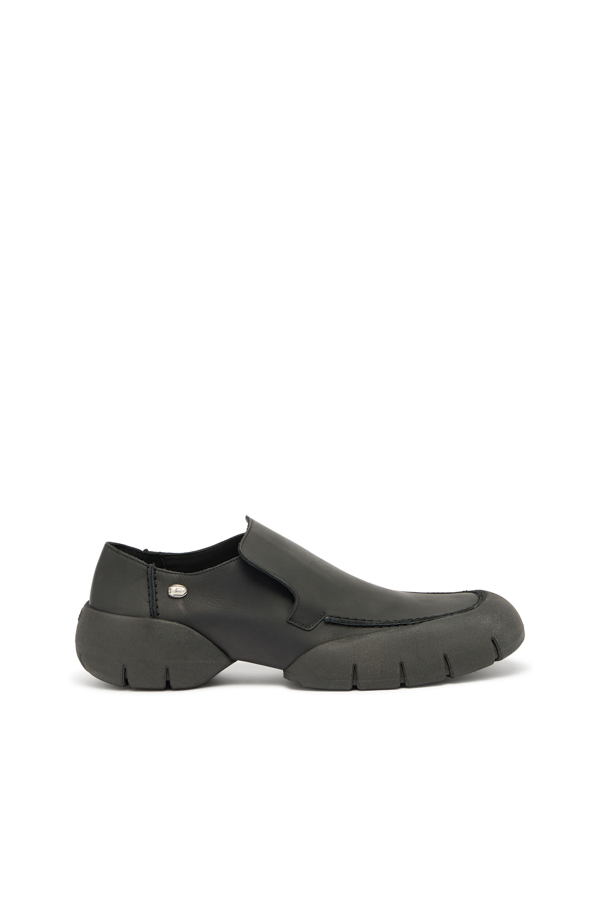 Men's D-Mathieu-Brushed leather loafer with rubber sole | Black