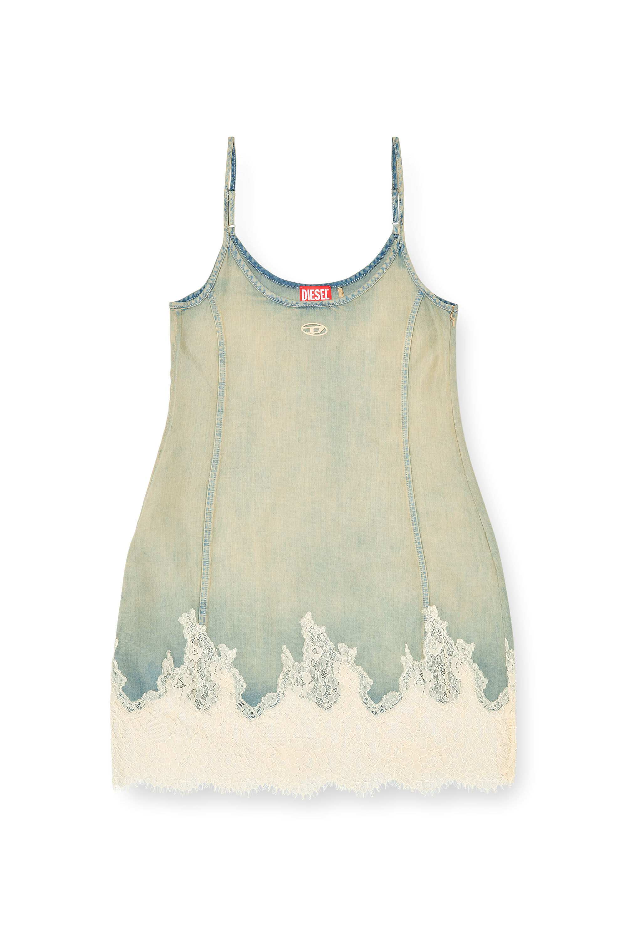 Diesel - DE-ODRY-S, Vestido mini de encaje vaquero Mujer in Azul marino - 2