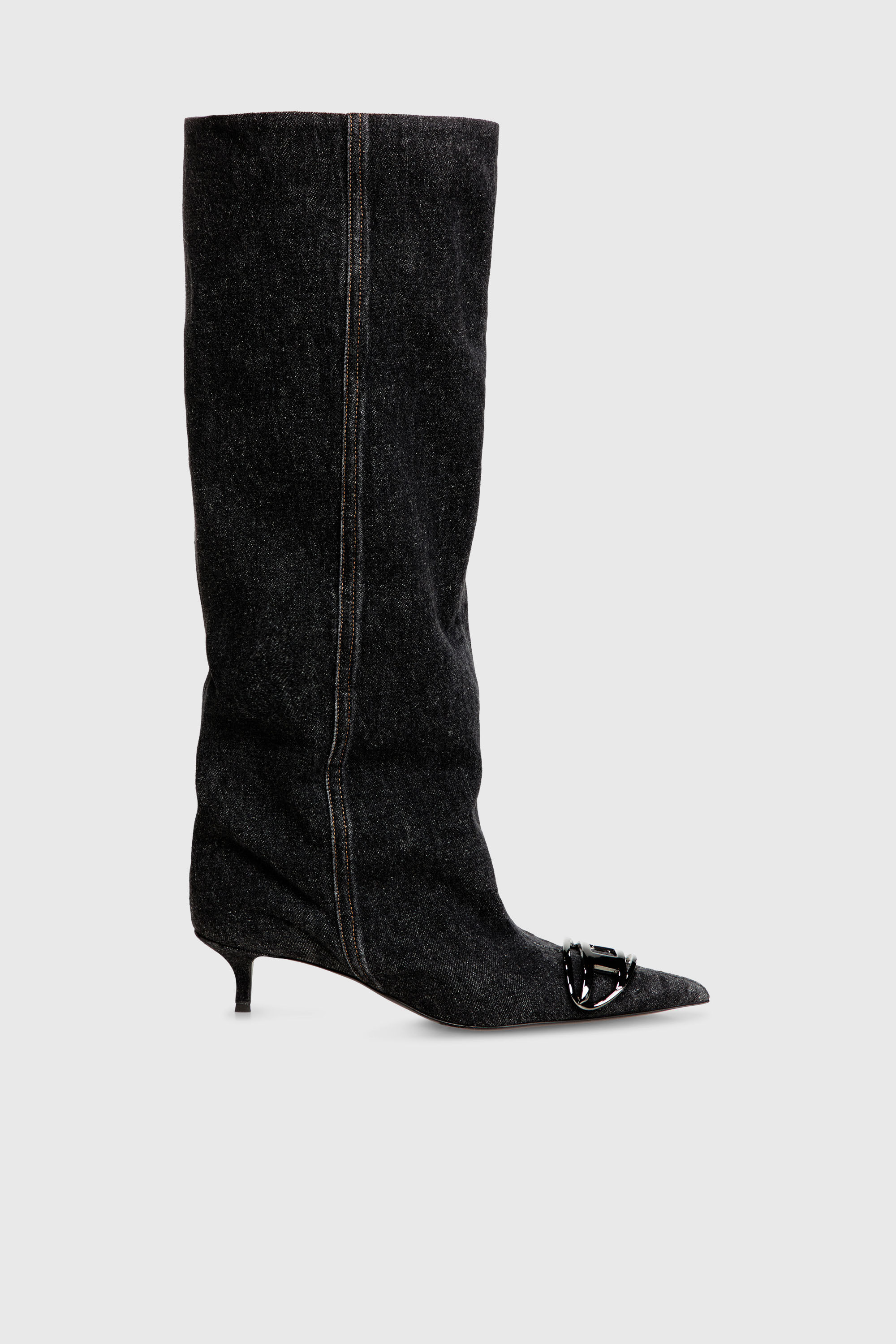 Women's D-Venus-Slouchy knee-high boot in denim | Black | Diesel