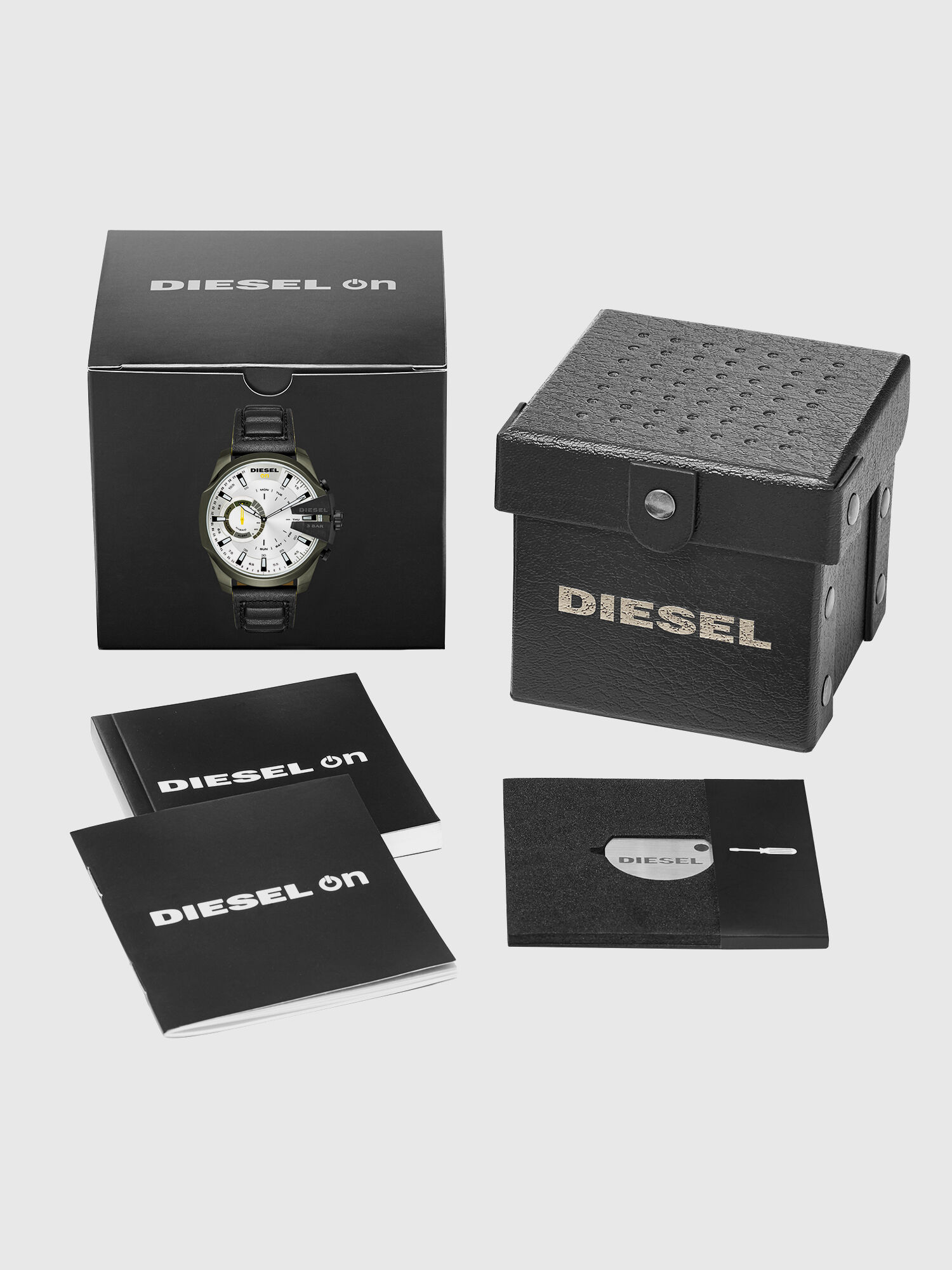 Diesel - DT1012, Male's Mega Chief Hybrid olive case black smartwatch, 48 mm in Black - 4