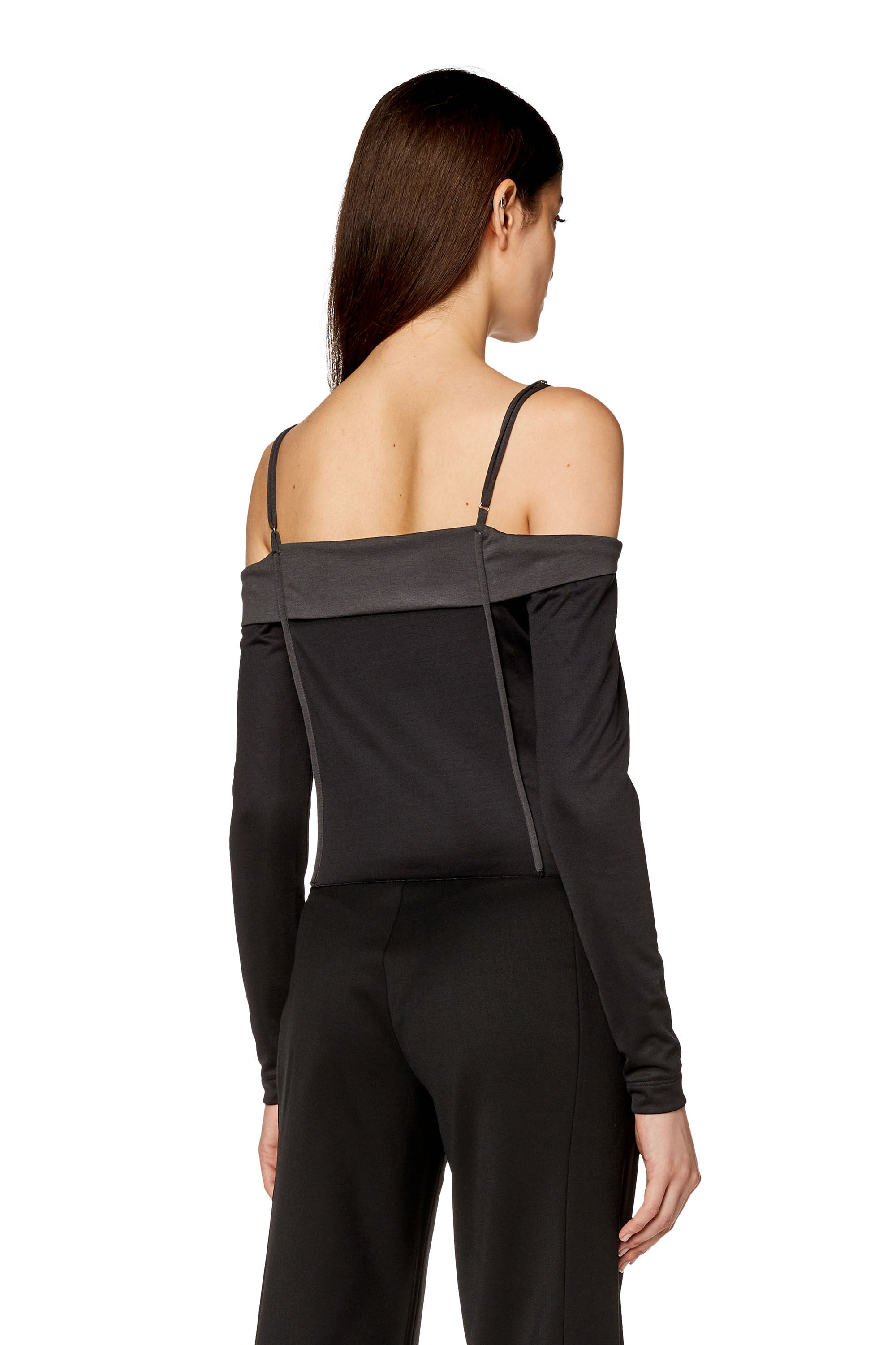 Diesel - T-DRAPER, Top bandeau en modal stretch Femme in Noir - 4