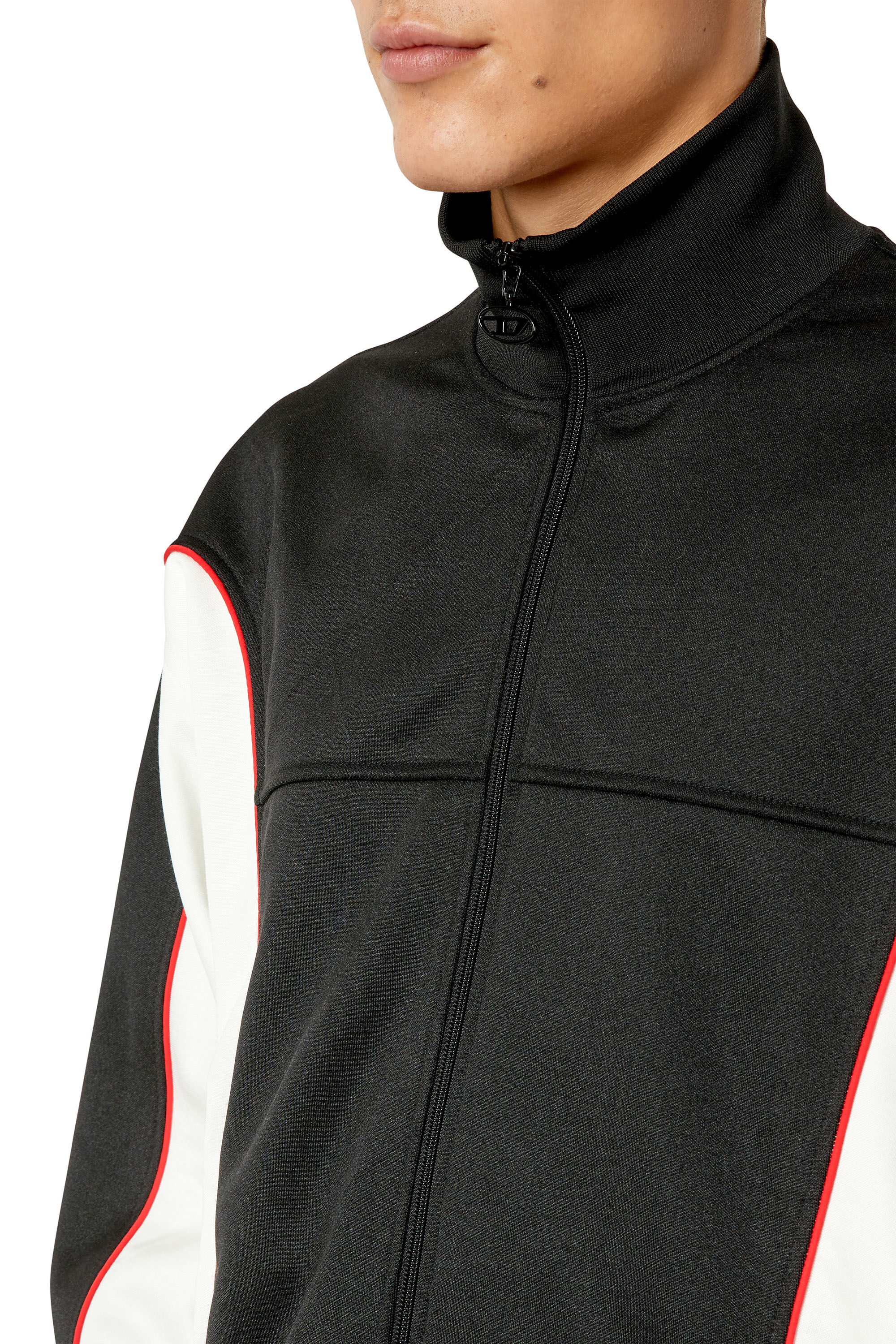 Diesel - S-RELIK, Male's Track jacket with colour-block sides in White/Black - 5