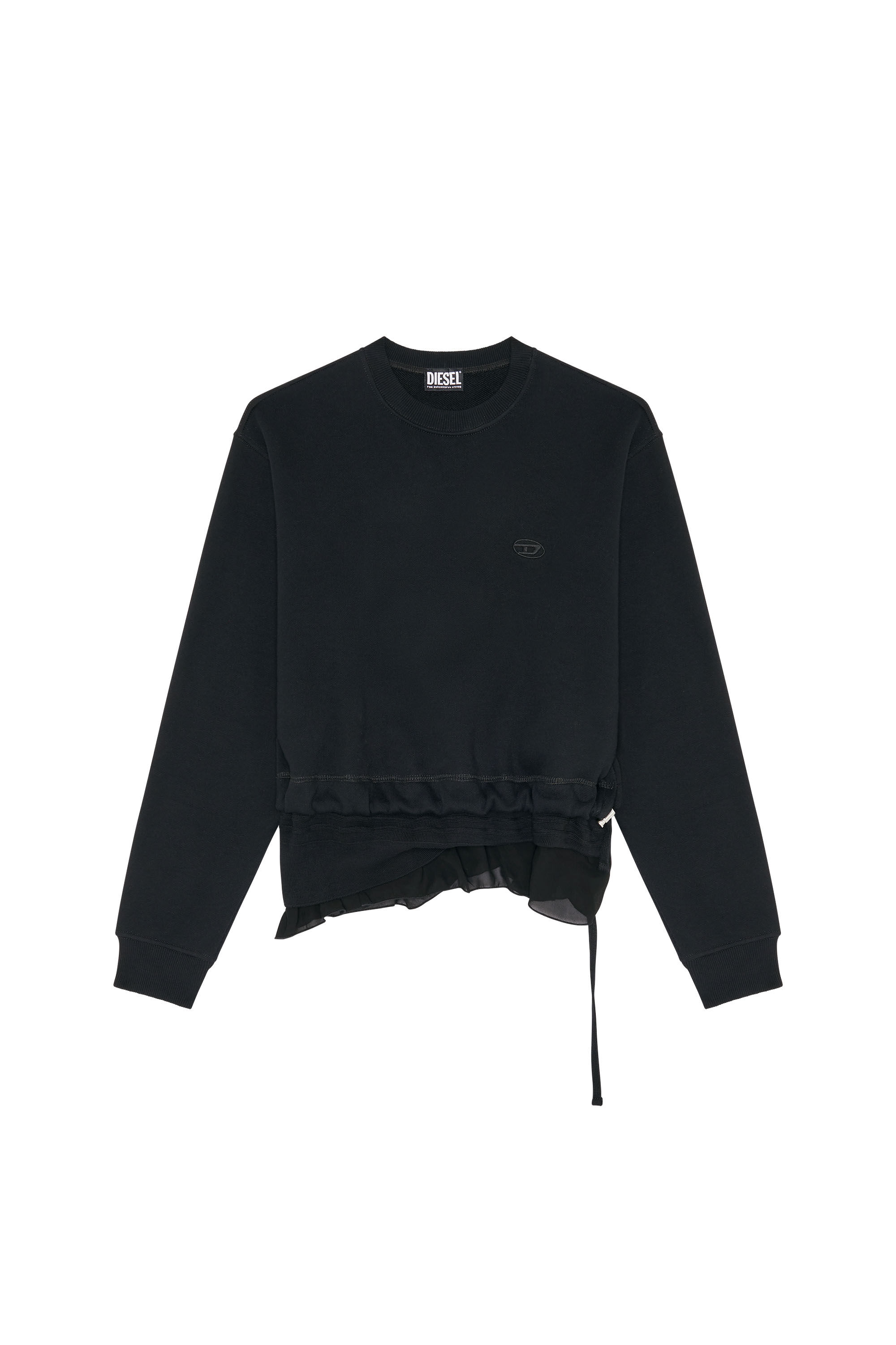 Diesel - F-ROLLIES, Sweat-shirt avec ourlet superposé à cordon de serrage Femme in Noir - 2