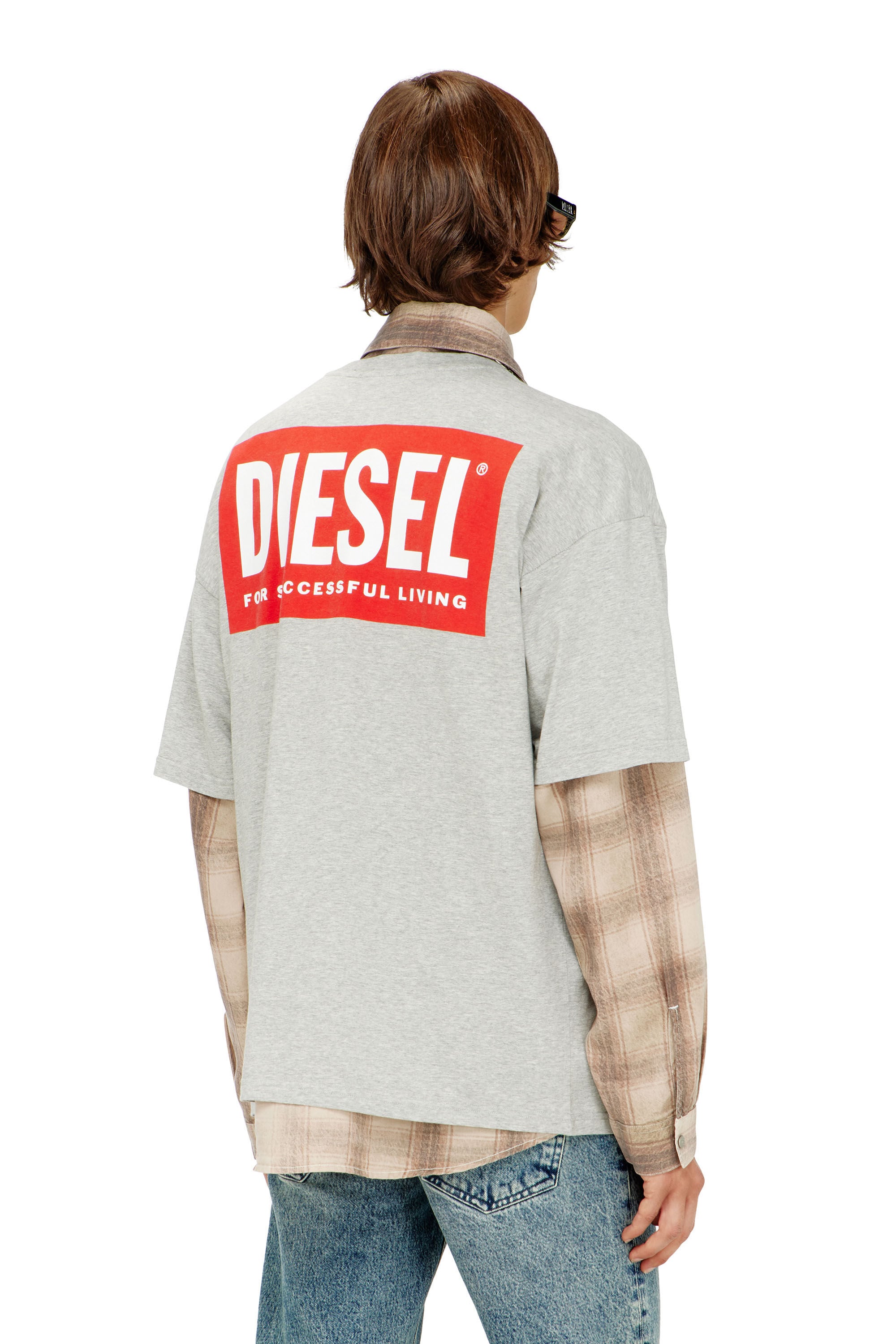 Diesel - T-BOXT-BISK, Man's Cotton T-shirt with Diesel Biscotto print in Light Grey - 4