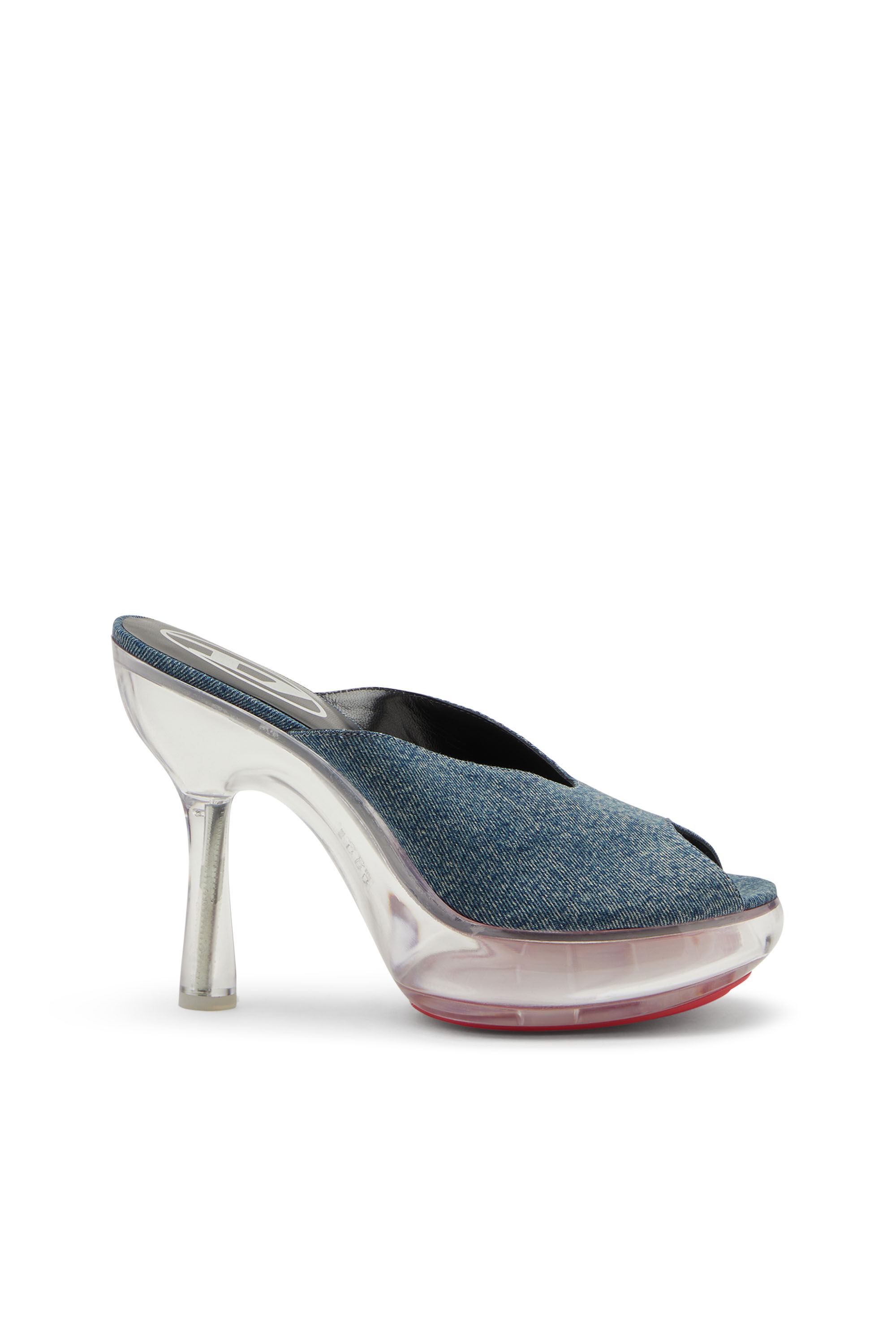 Women's D-Lake-Platform mules in denim and plexiglass | Blue | Diesel