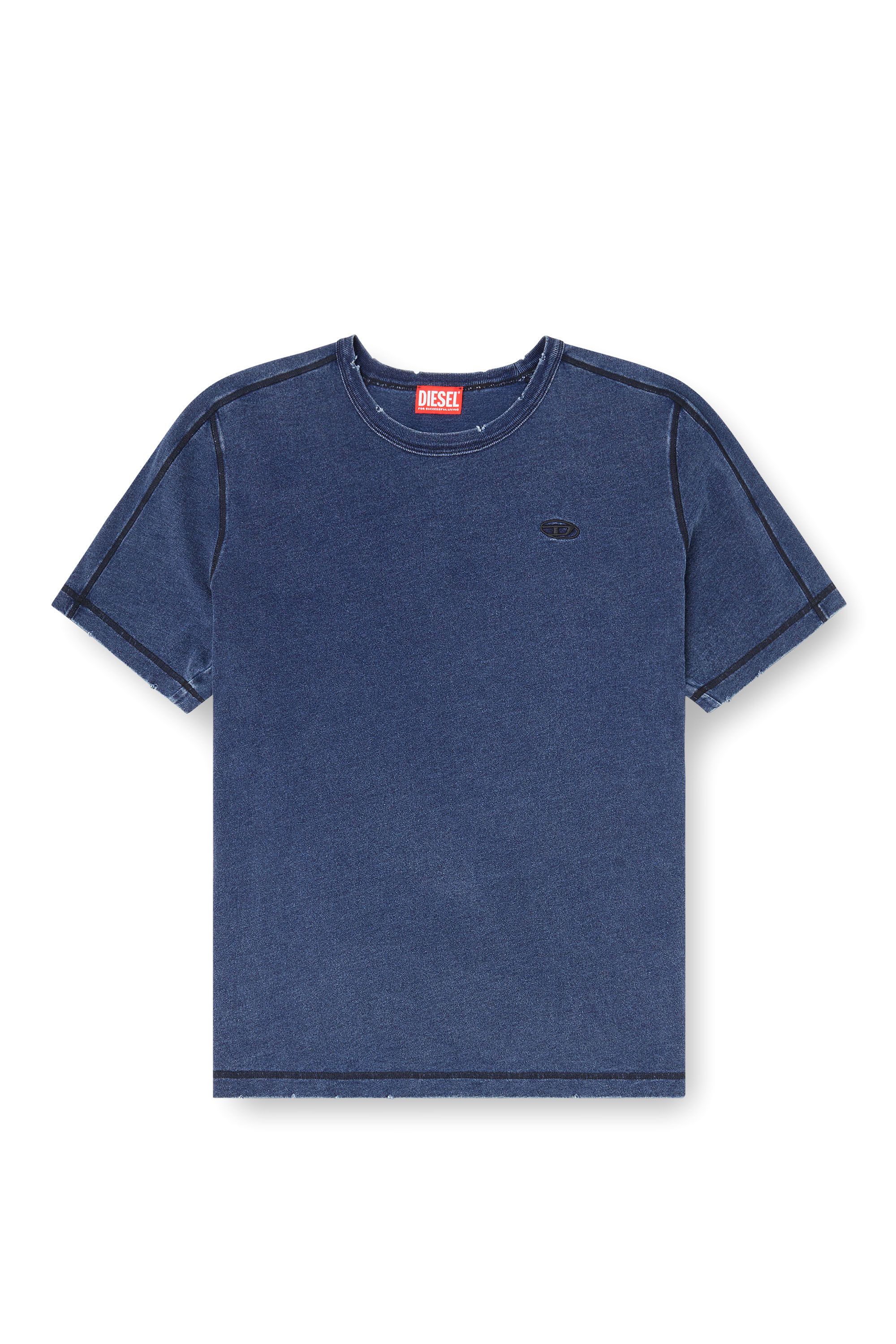 DIESEL ダークブルー Tシャツ 新品 2024ss Men's Distressed T-shirt with denim effect | Blue | Diesel