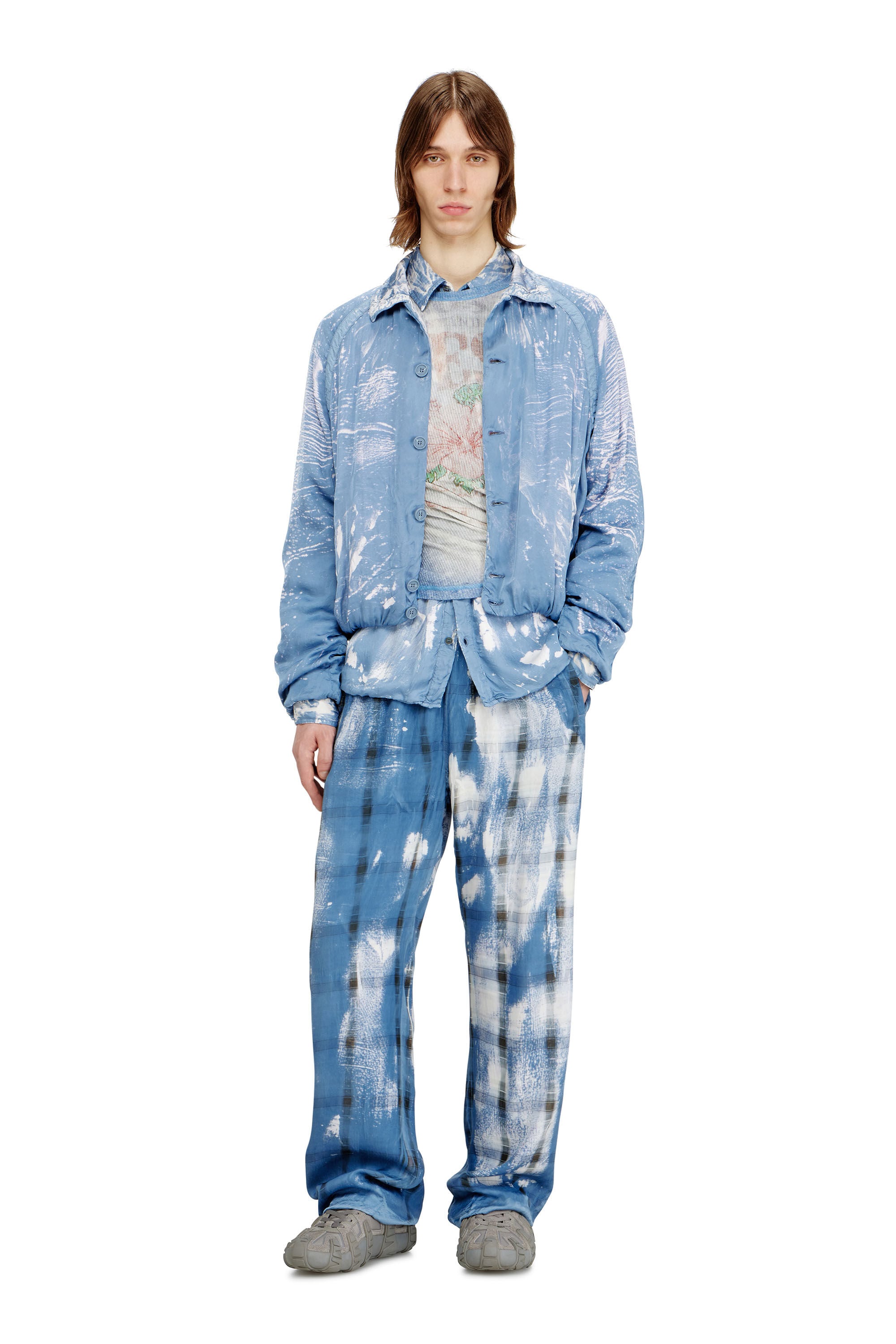 DIESEL ディーゼル 26SS P-OLLY X-ray effect check Track pants X線エフェクト チェックトラックパンツ A235360JMCC ブルー Men's Track pants with check X-ray effect | Blue | Diesel US