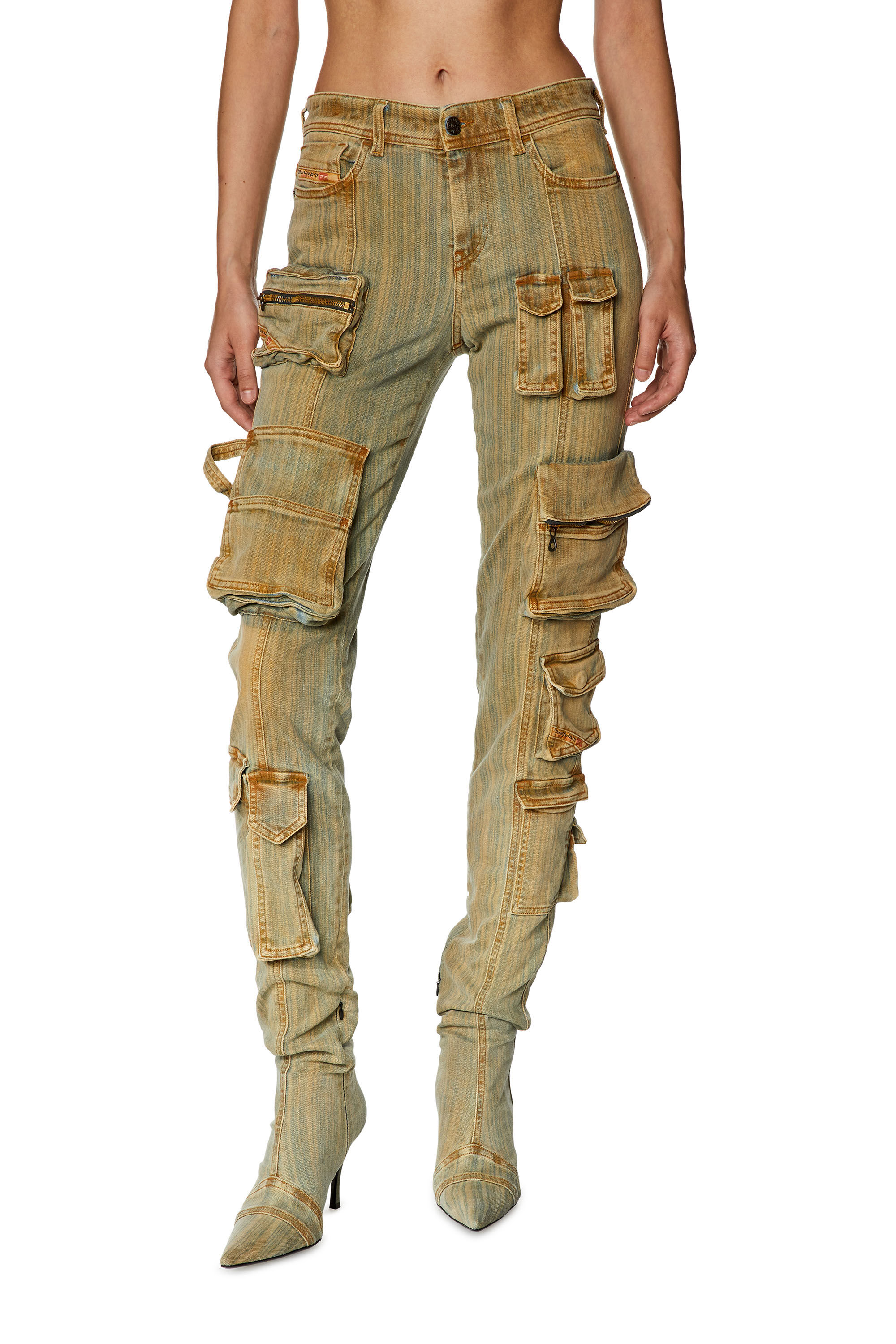 Diesel - Skinny Jeans 1984 Slandy-High 068JR Femme, Bleu/Beige - Image 3